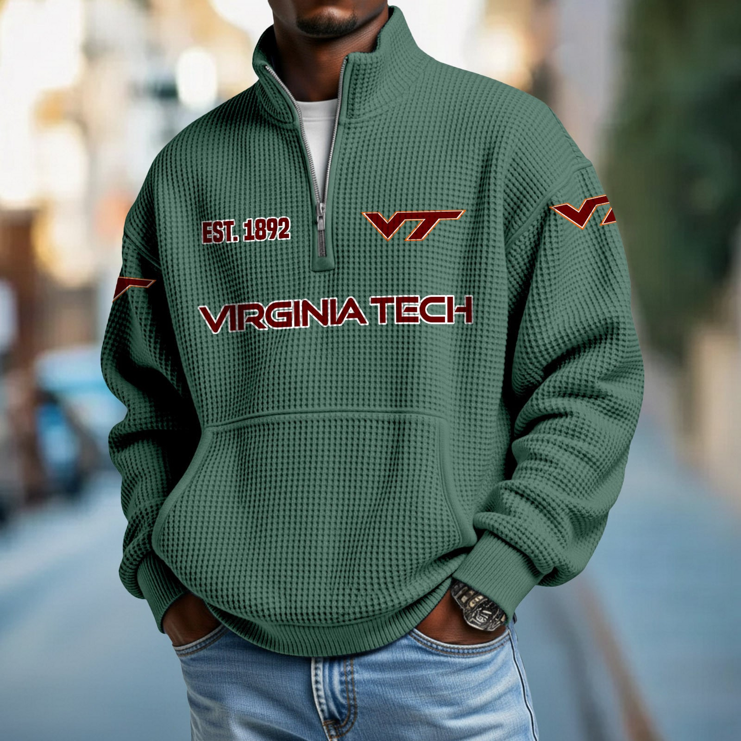 VT x College Football - Waffle Stand Collar Half Zip Sweatshirt DatND DVT