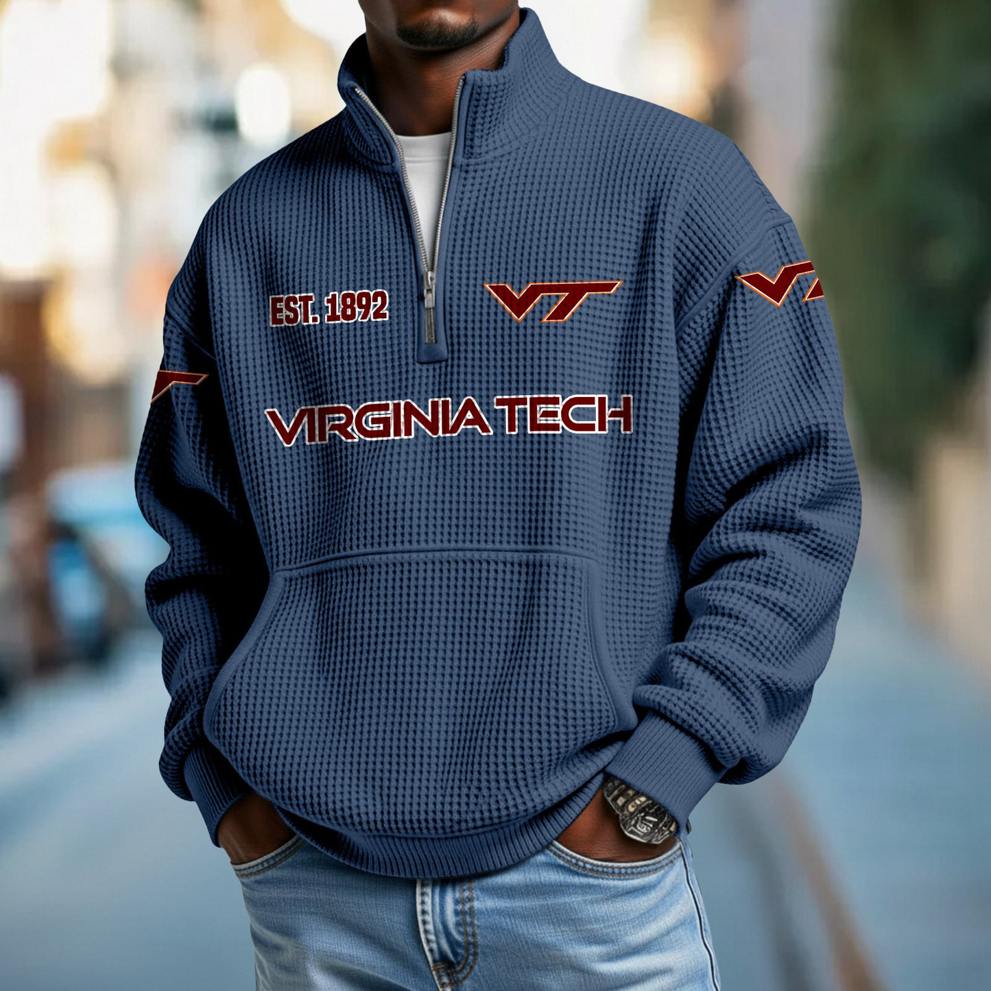 VT x College Football - Waffle Stand Collar Half Zip Sweatshirt DatND DVT