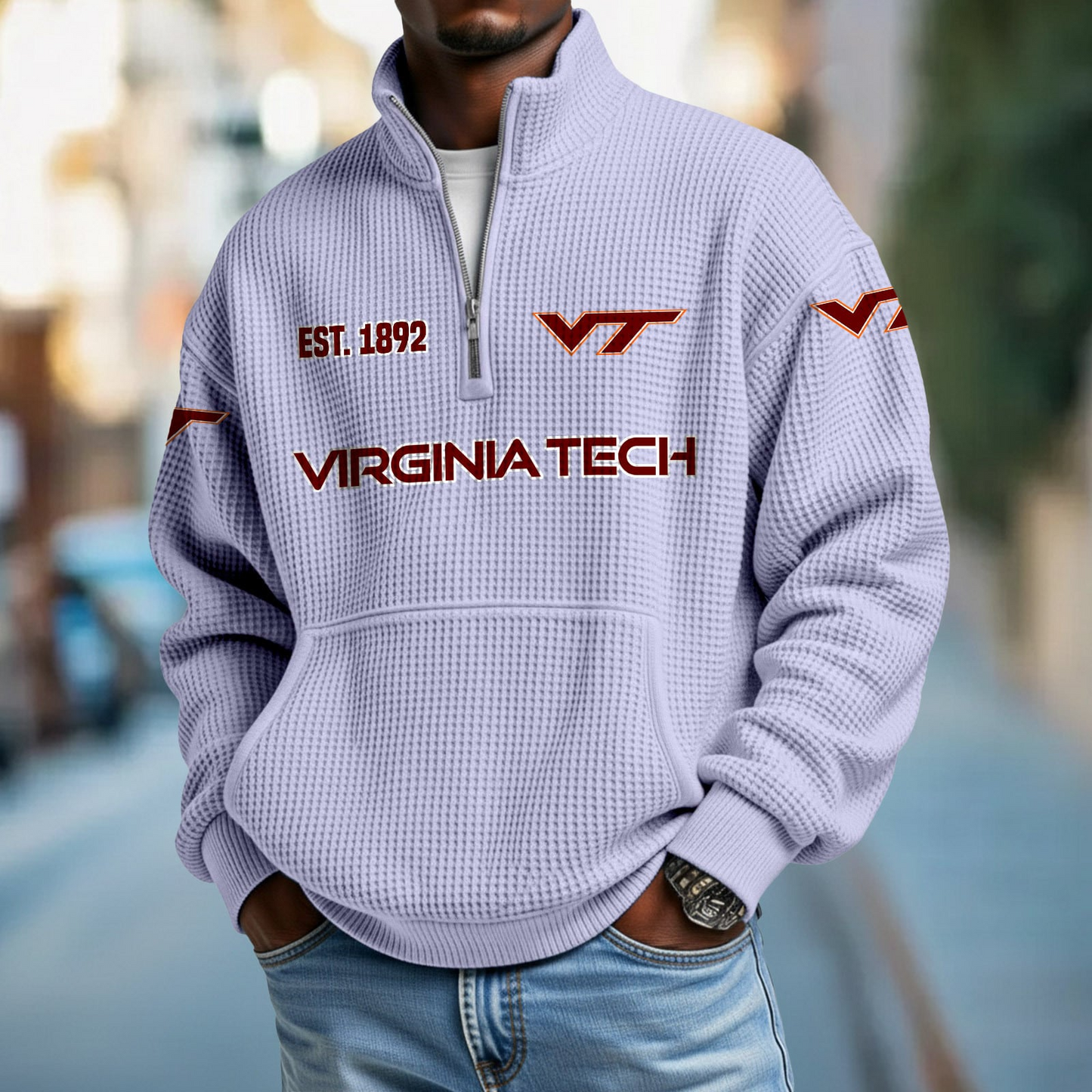 VT x College Football - Waffle Stand Collar Half Zip Sweatshirt DatND DVT