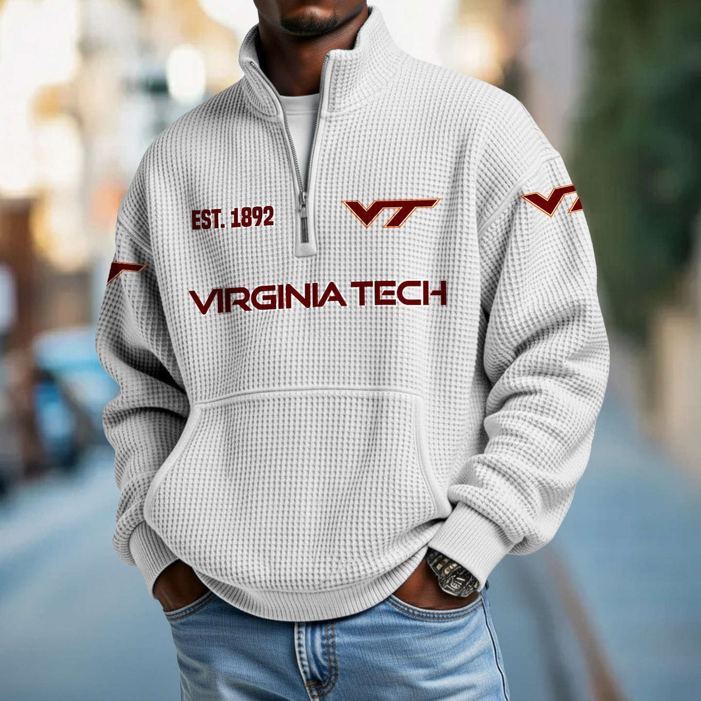 VT x College Football - Waffle Stand Collar Half Zip Sweatshirt DatND DVT