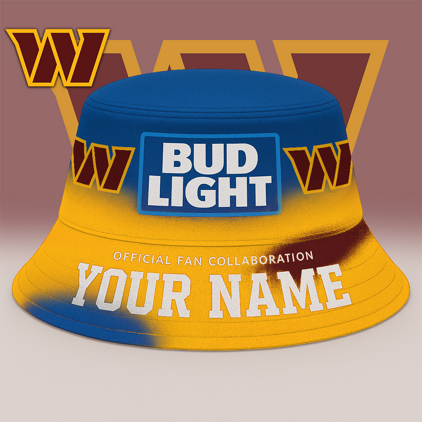 WAS x NFL Bud Light Personalized Bucket Hat DATND TANTD