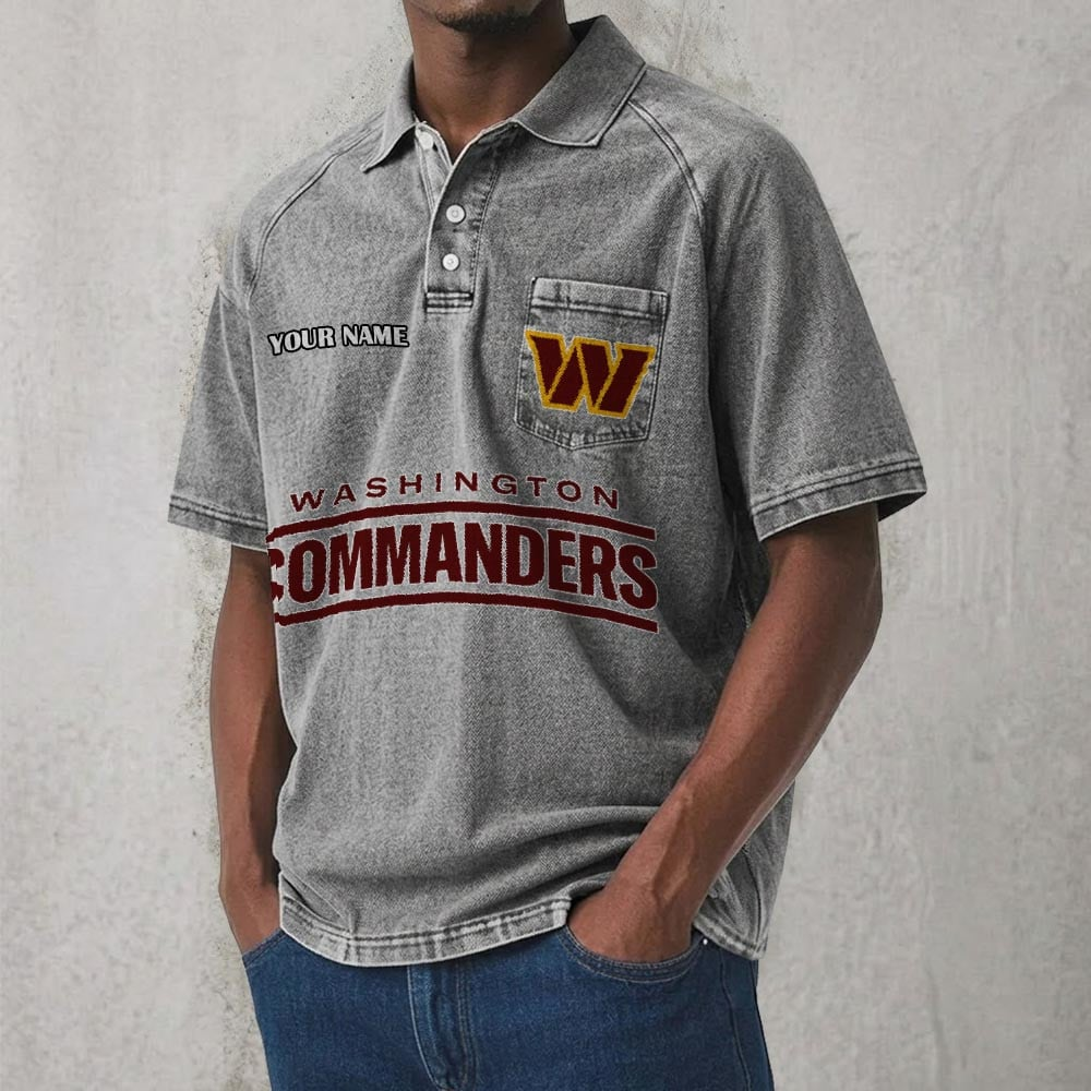 WAS x NFL Men's Distressed Turn-Down Collar Polo DATND TANTD 250526