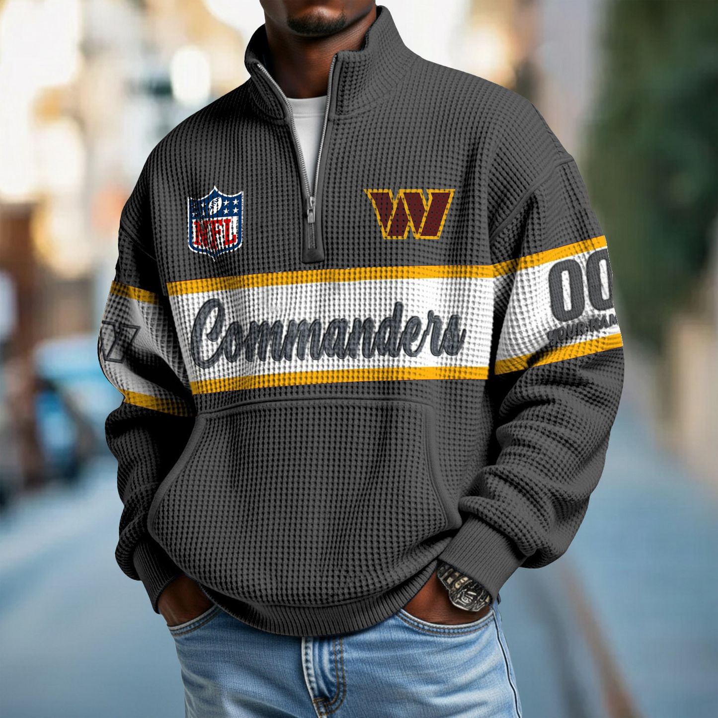 WAS x NFL Quarter-Zip Waffle Pullover DATND TANTD