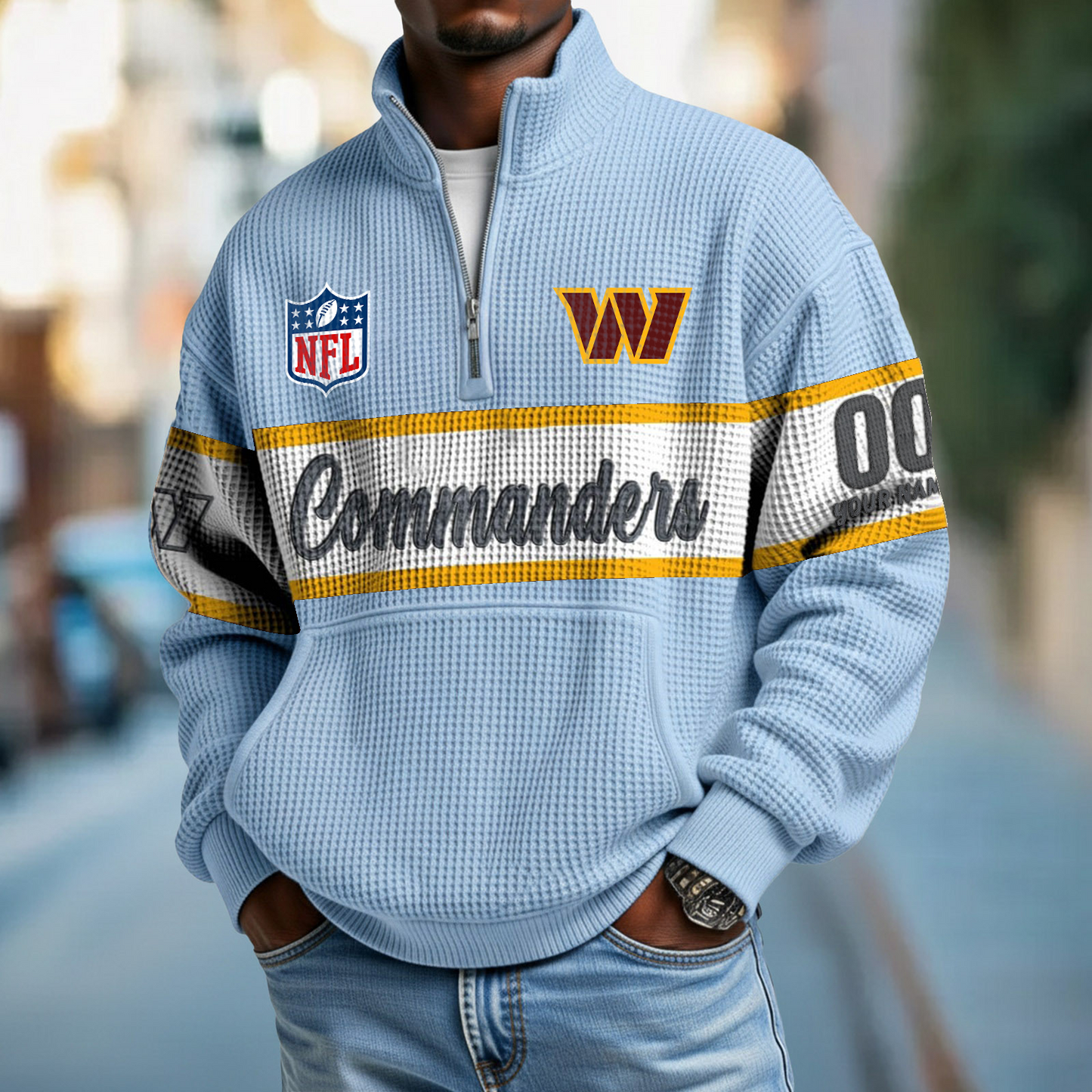 WAS x NFL Quarter-Zip Waffle Pullover DATND TANTD
