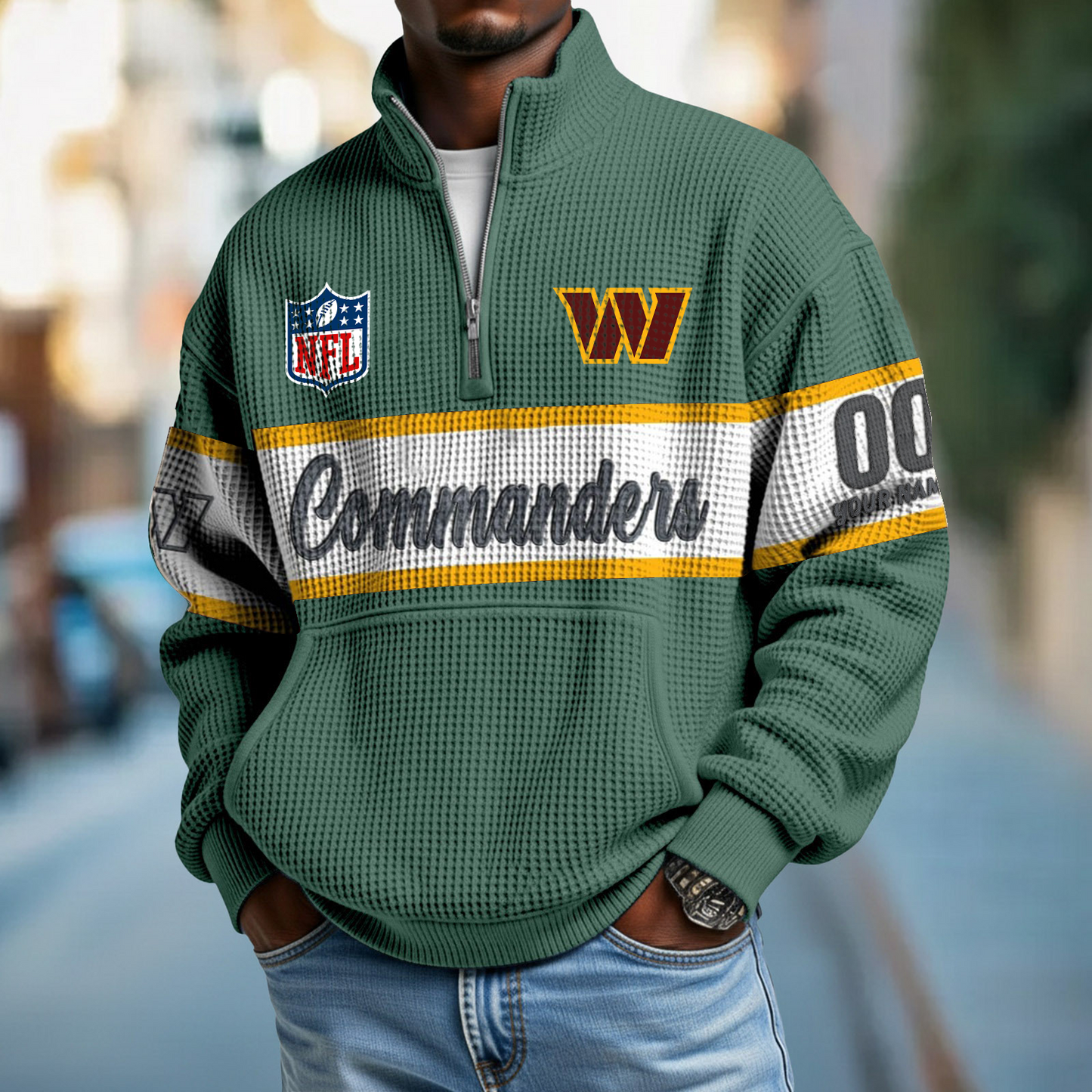 WAS x NFL Quarter-Zip Waffle Pullover DATND TANTD