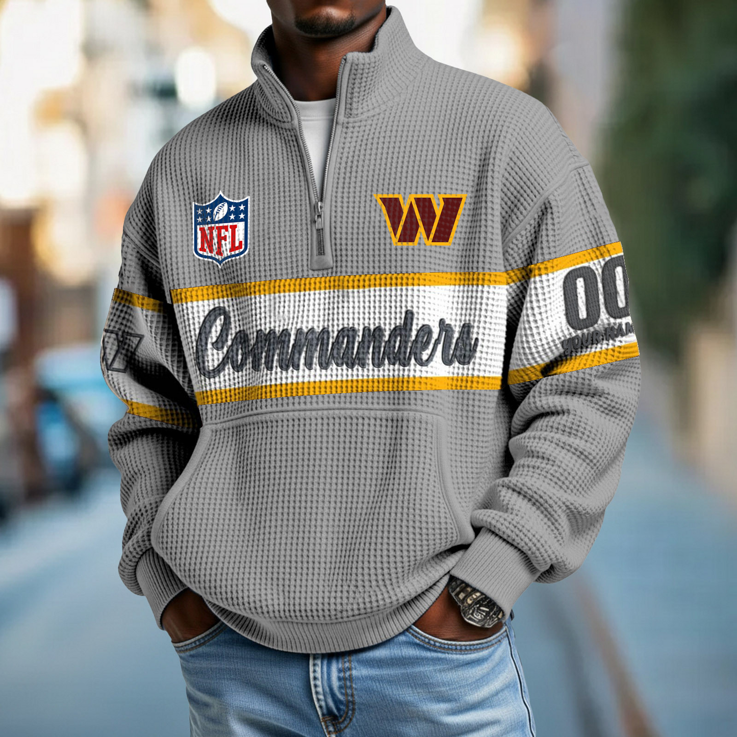 WAS x NFL Quarter-Zip Waffle Pullover DATND TANTD