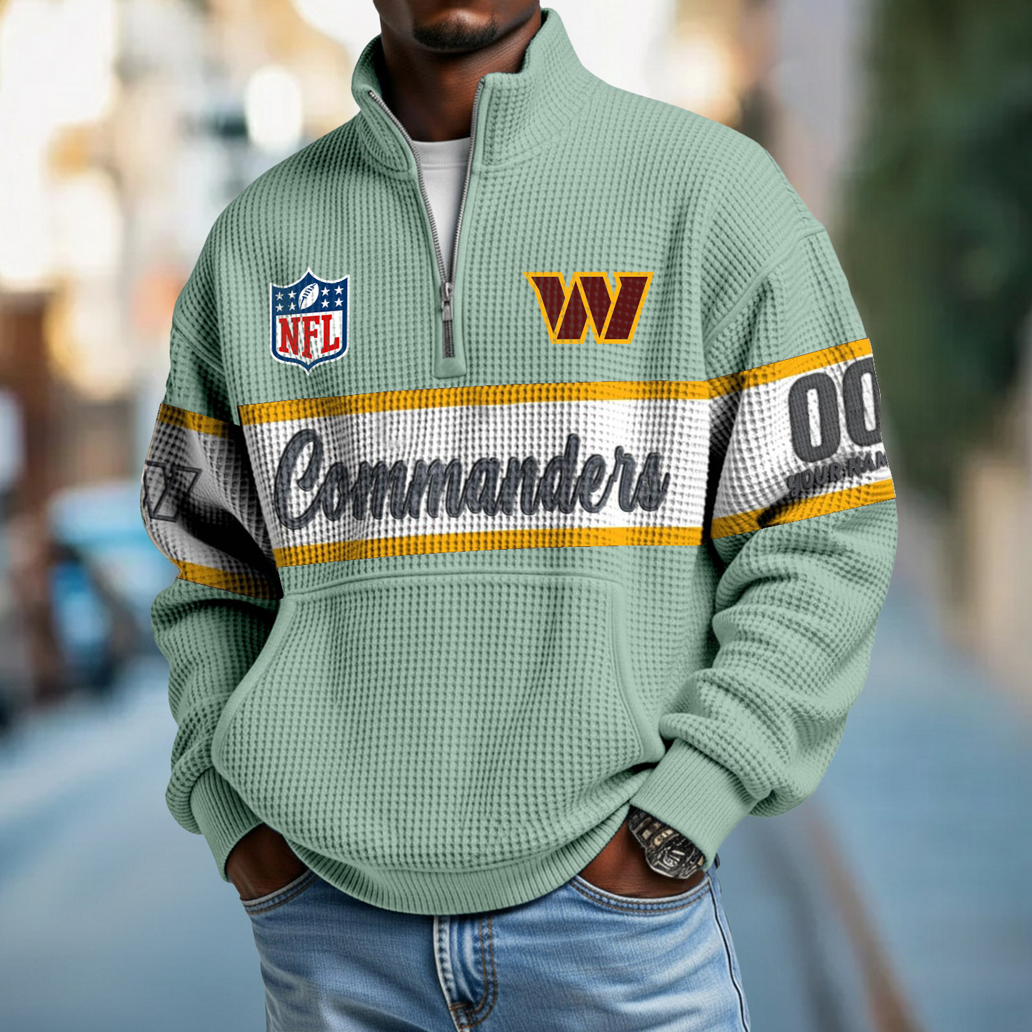 WAS x NFL Quarter-Zip Waffle Pullover DATND TANTD