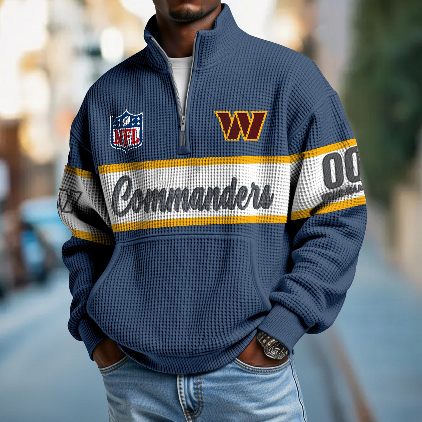 WAS x NFL Quarter-Zip Waffle Pullover DATND TANTD
