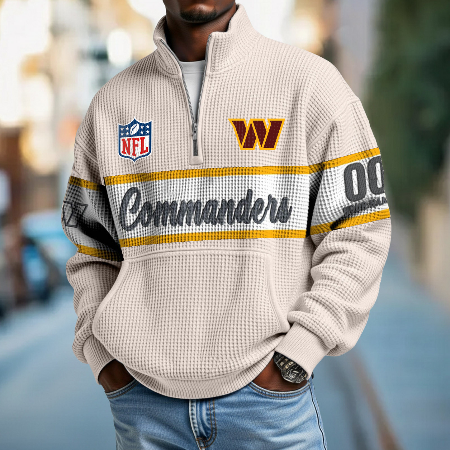WAS x NFL Quarter-Zip Waffle Pullover DATND TANTD
