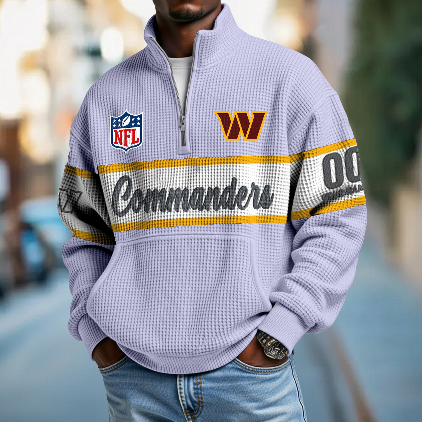 WAS x NFL Quarter-Zip Waffle Pullover DATND TANTD