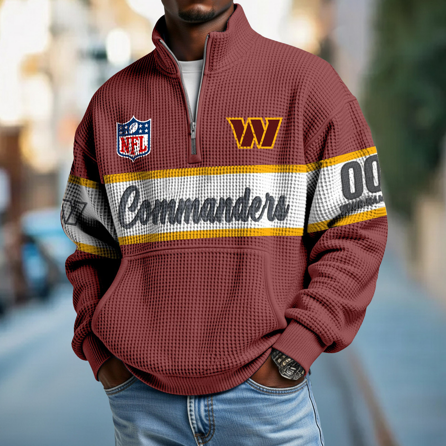WAS x NFL Quarter-Zip Waffle Pullover DATND TANTD