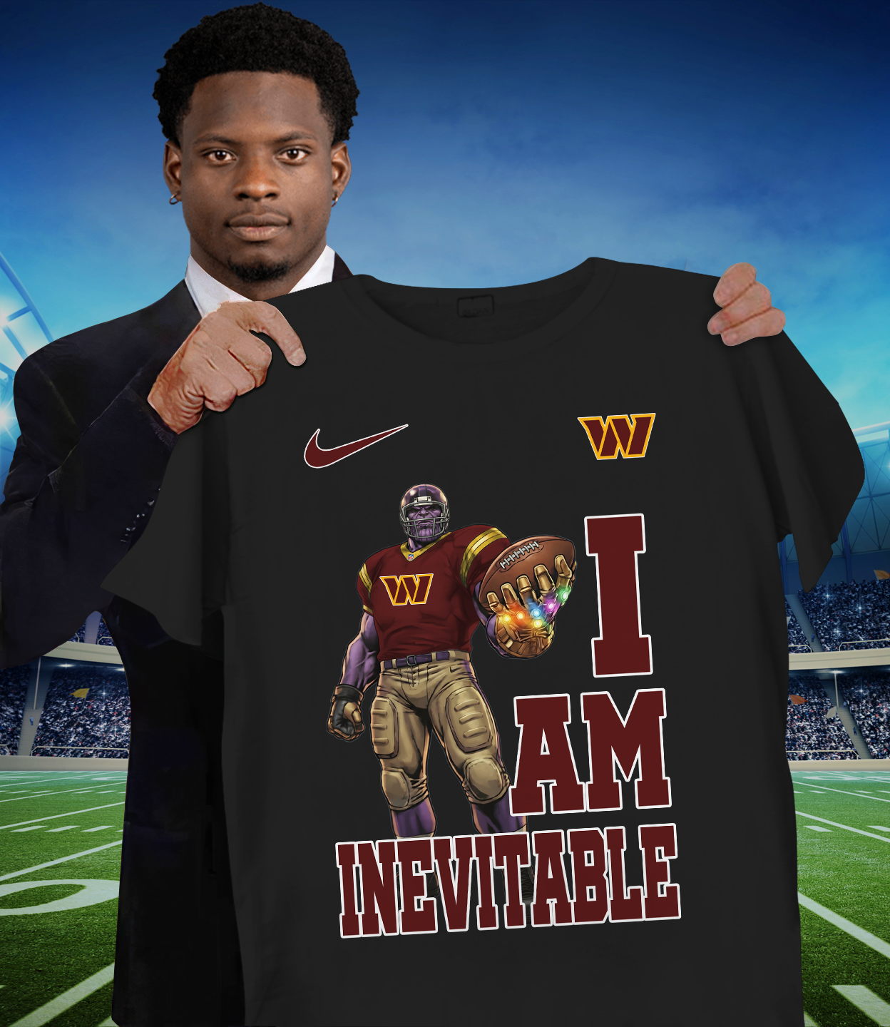 WAS x NFL Thanos I Am Inevitable T-Shirt DATND TANTD