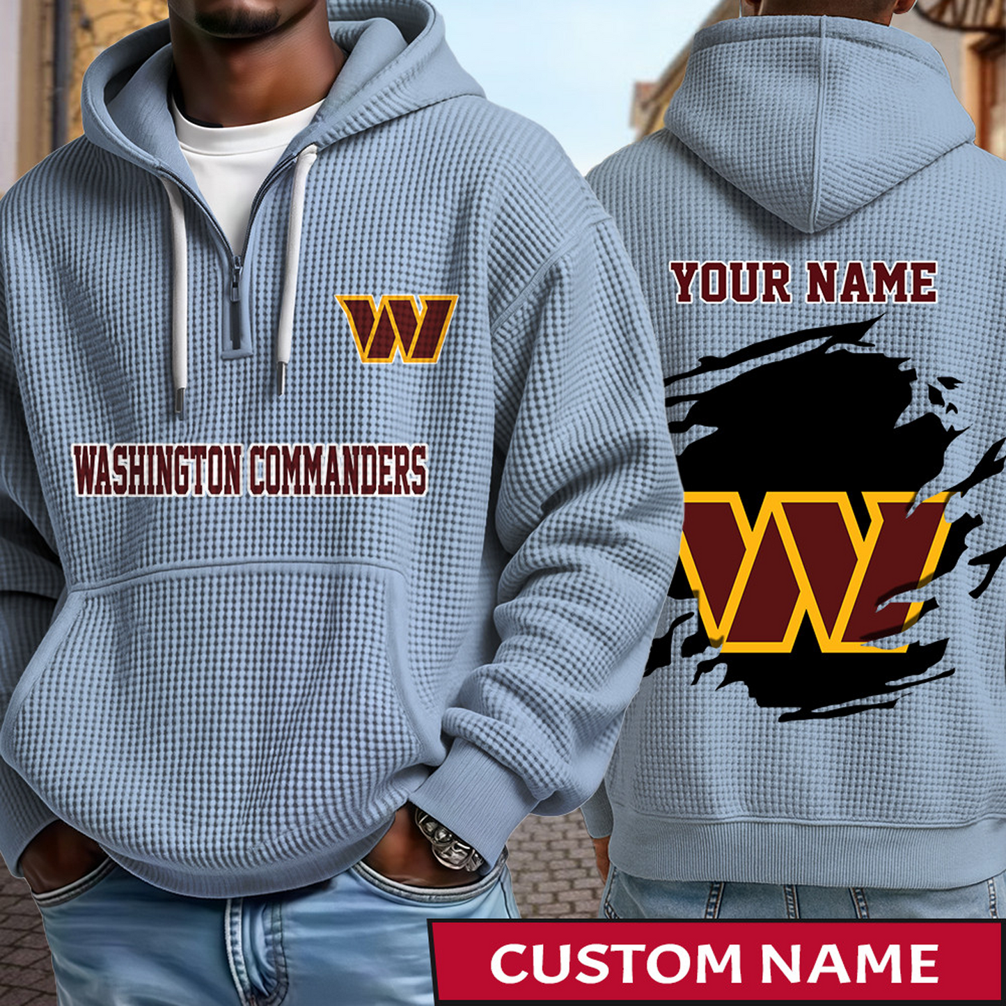 WAS x NFL Waffle Half Zip Hoodie DATND TANTD