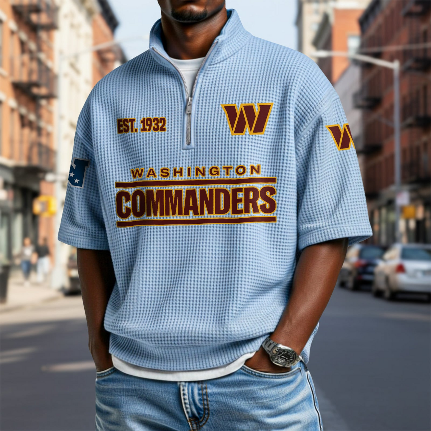 WAS x NFL Waffle Short Sleeve Polo Shirt DatND DVT