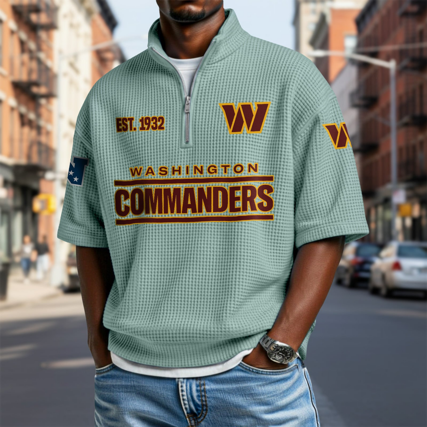 WAS x NFL Waffle Short Sleeve Polo Shirt DatND DVT