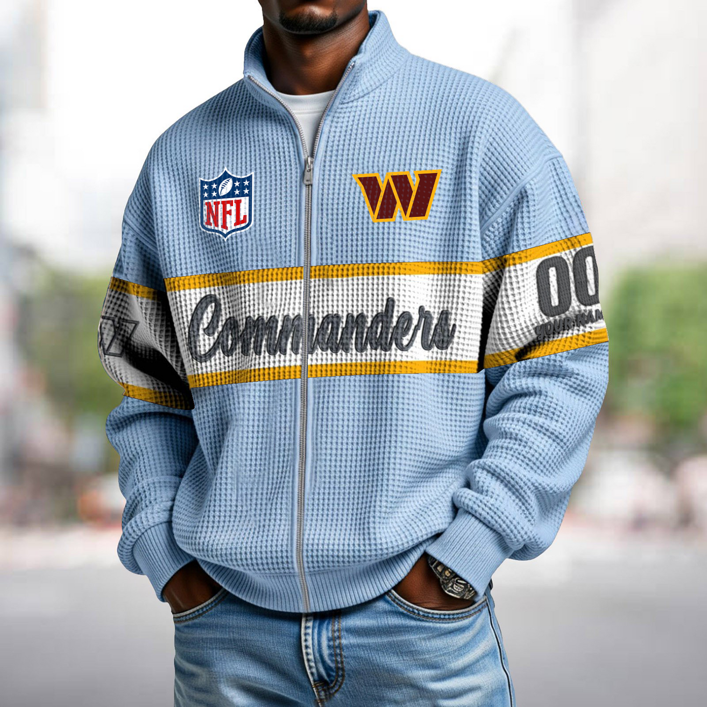 WAS x NFL Waffle Zip-Up Sweatshirt DATND TANTD