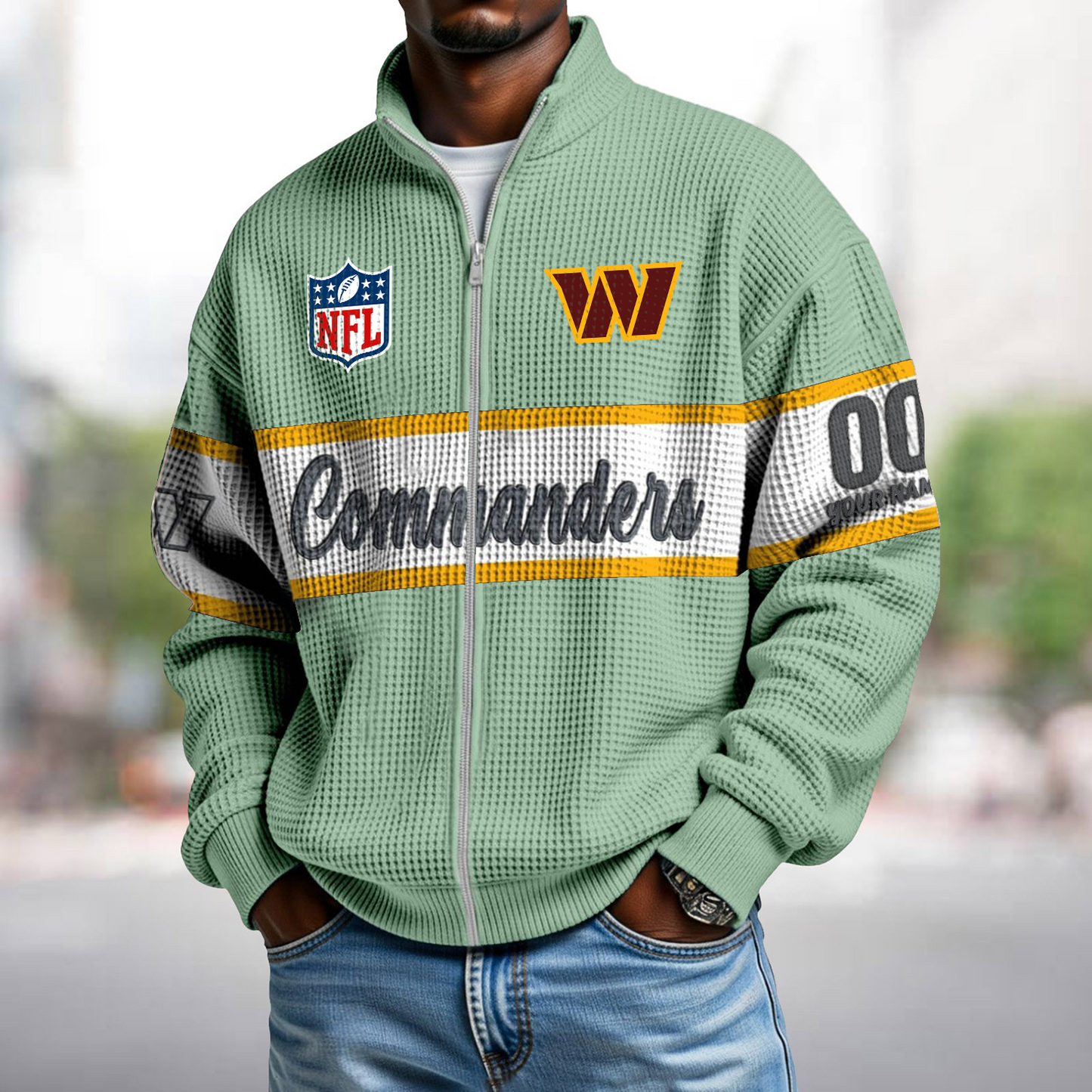 WAS x NFL Waffle Zip-Up Sweatshirt DATND TANTD
