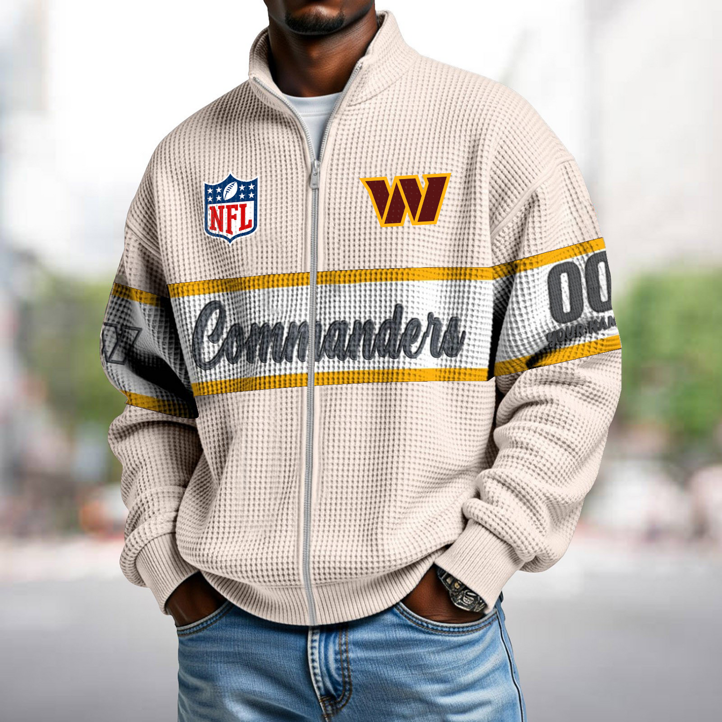WAS x NFL Waffle Zip-Up Sweatshirt DATND TANTD