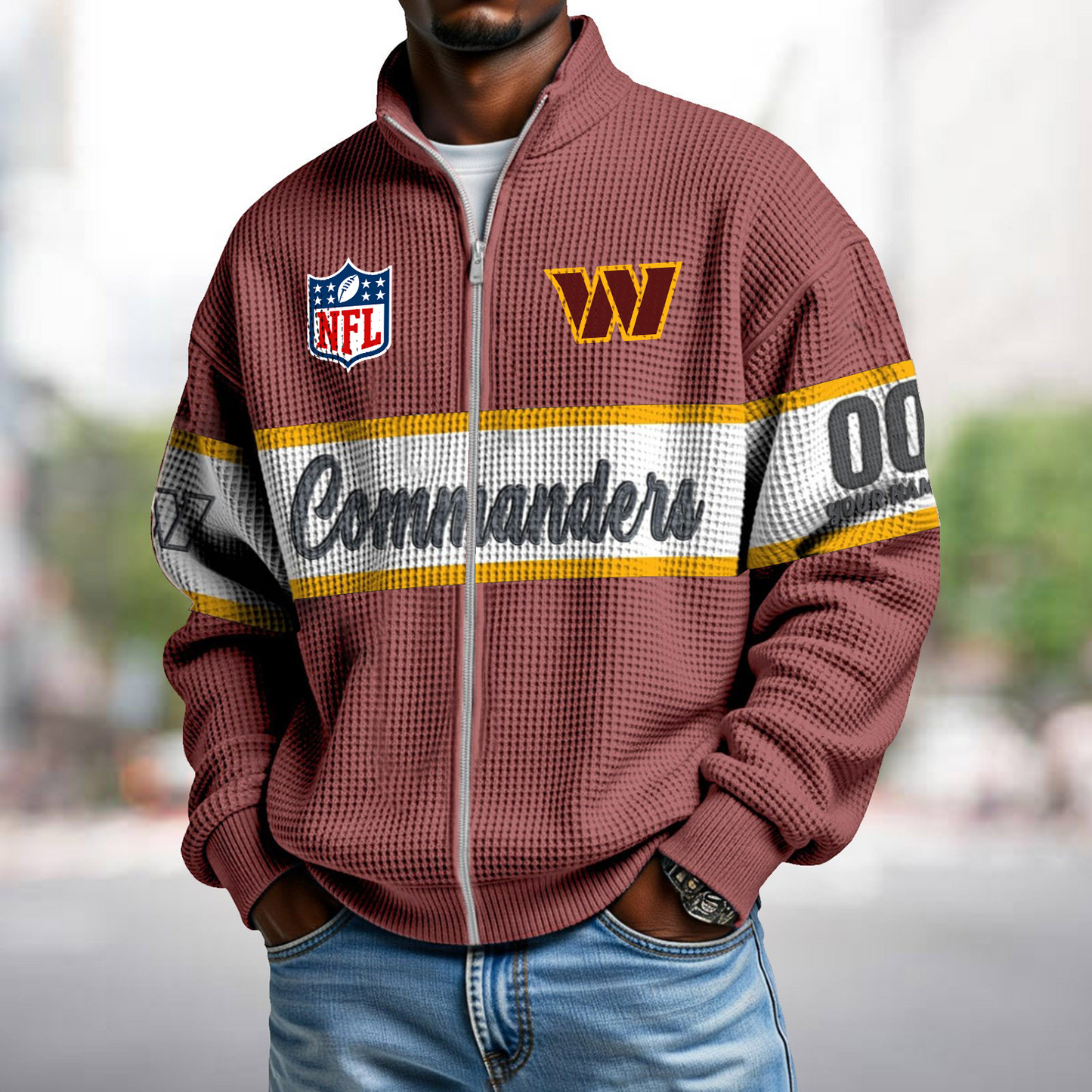 WAS x NFL Waffle Zip-Up Sweatshirt DATND TANTD
