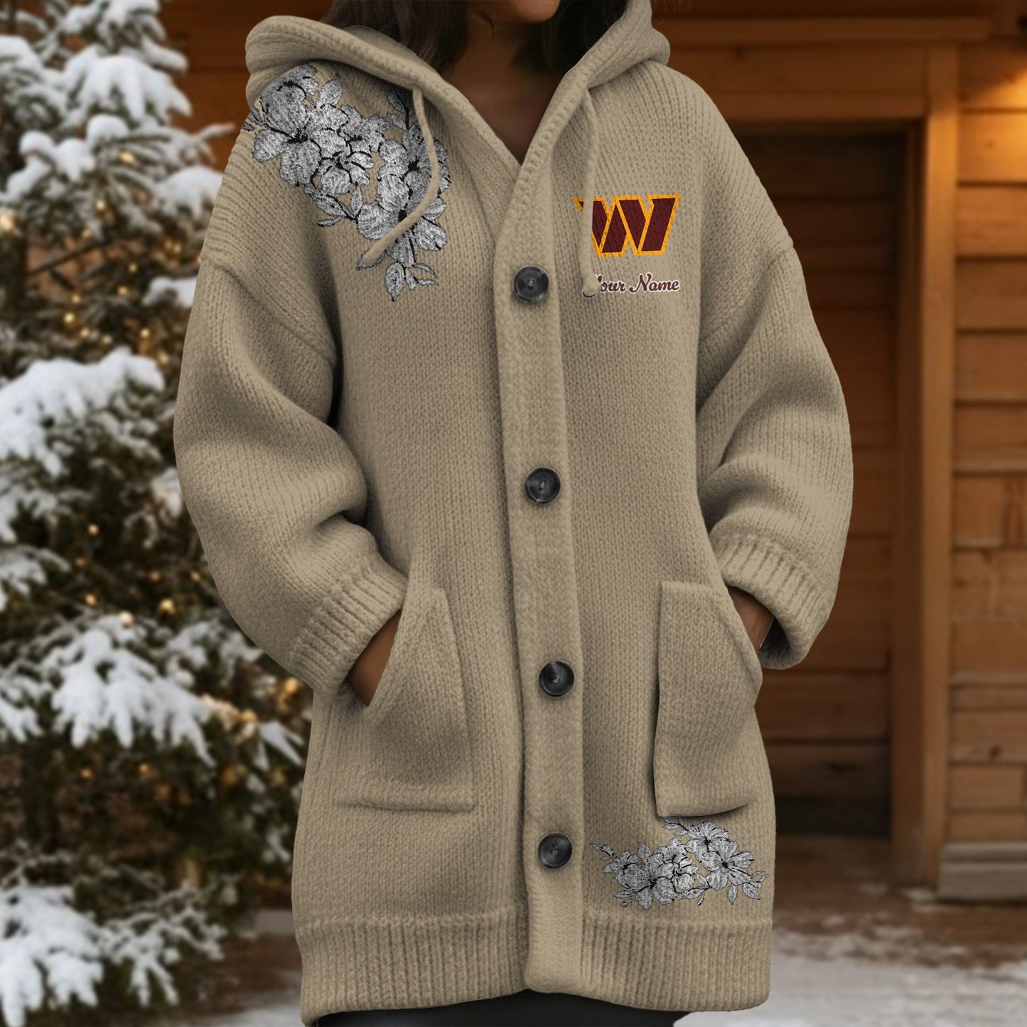 WAS x NFL Women's Casual Knitted Hooded Cardigan DATND TANTD 211125