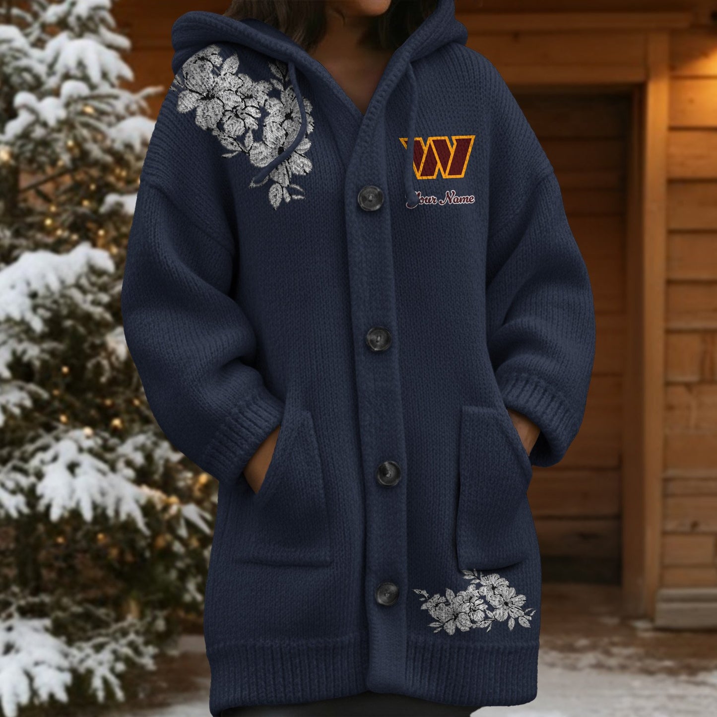 WAS x NFL Women's Casual Knitted Hooded Cardigan DATND TANTD 211125