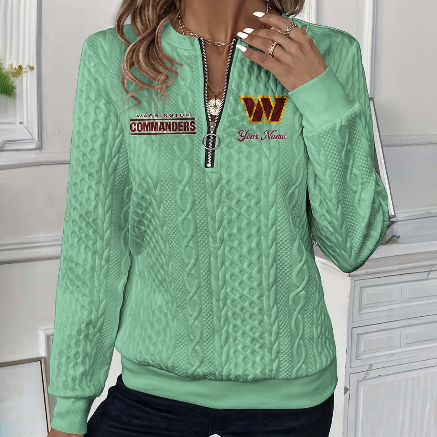 WAS x NFL Women's Quilted Zip-UP Sweatshirt DatND DVT