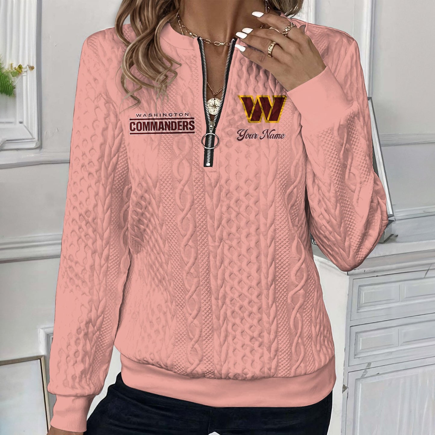WAS x NFL Women's Quilted Zip-UP Sweatshirt DatND DVT
