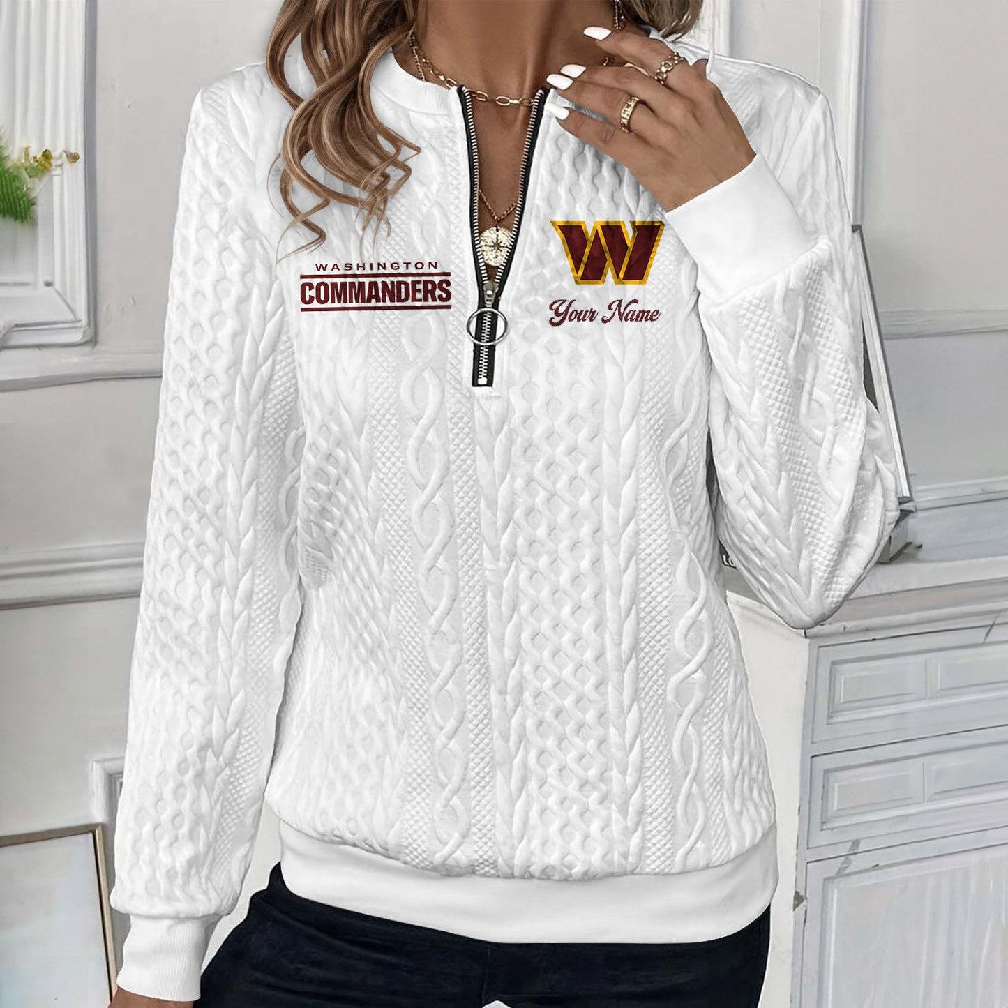 WAS x NFL Women's Quilted Zip-UP Sweatshirt DatND DVT