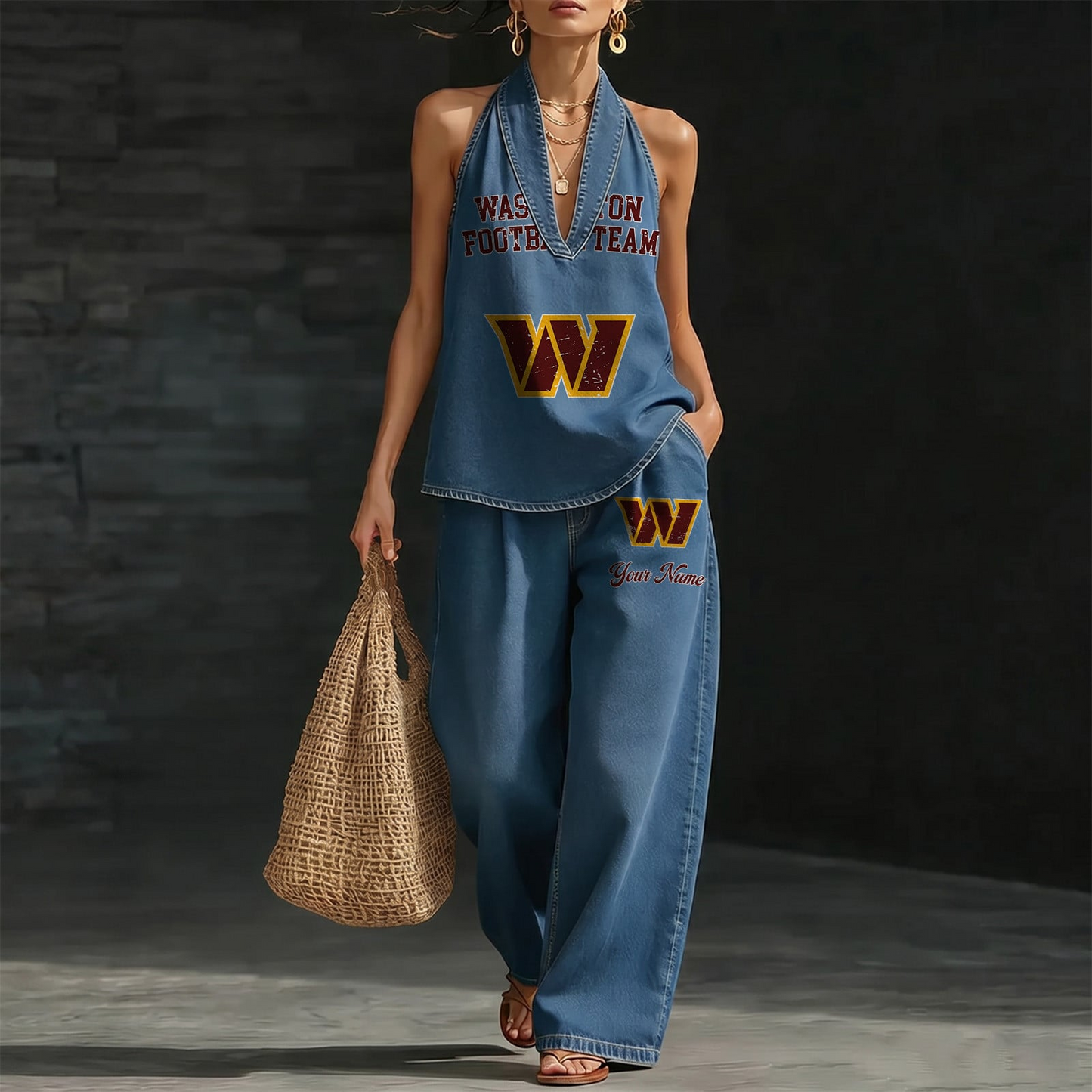 WAS x NFL Women's Vintage Washed Denim Suit DATND TANTD 030626