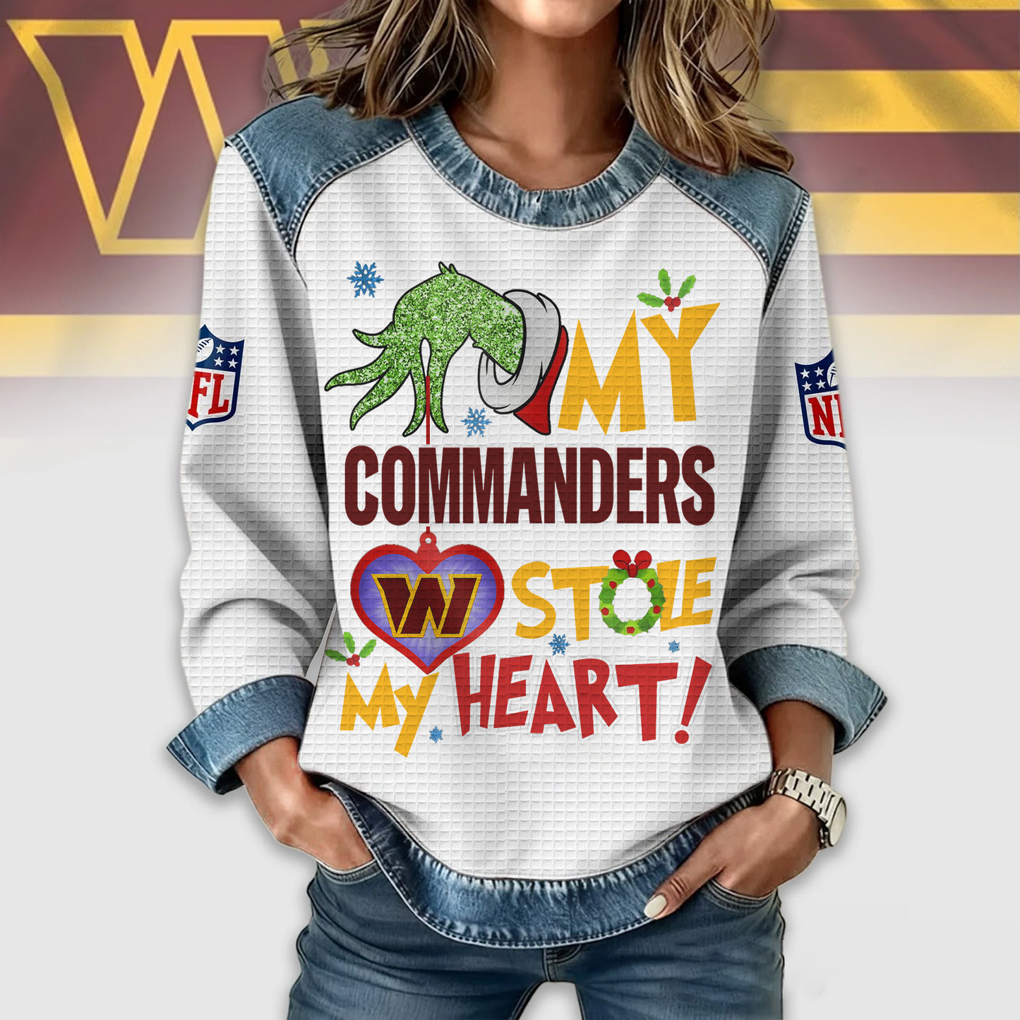 WC Premium NFL Grinch Women‘s Casual Sweatshirt DDT 081125 NTL