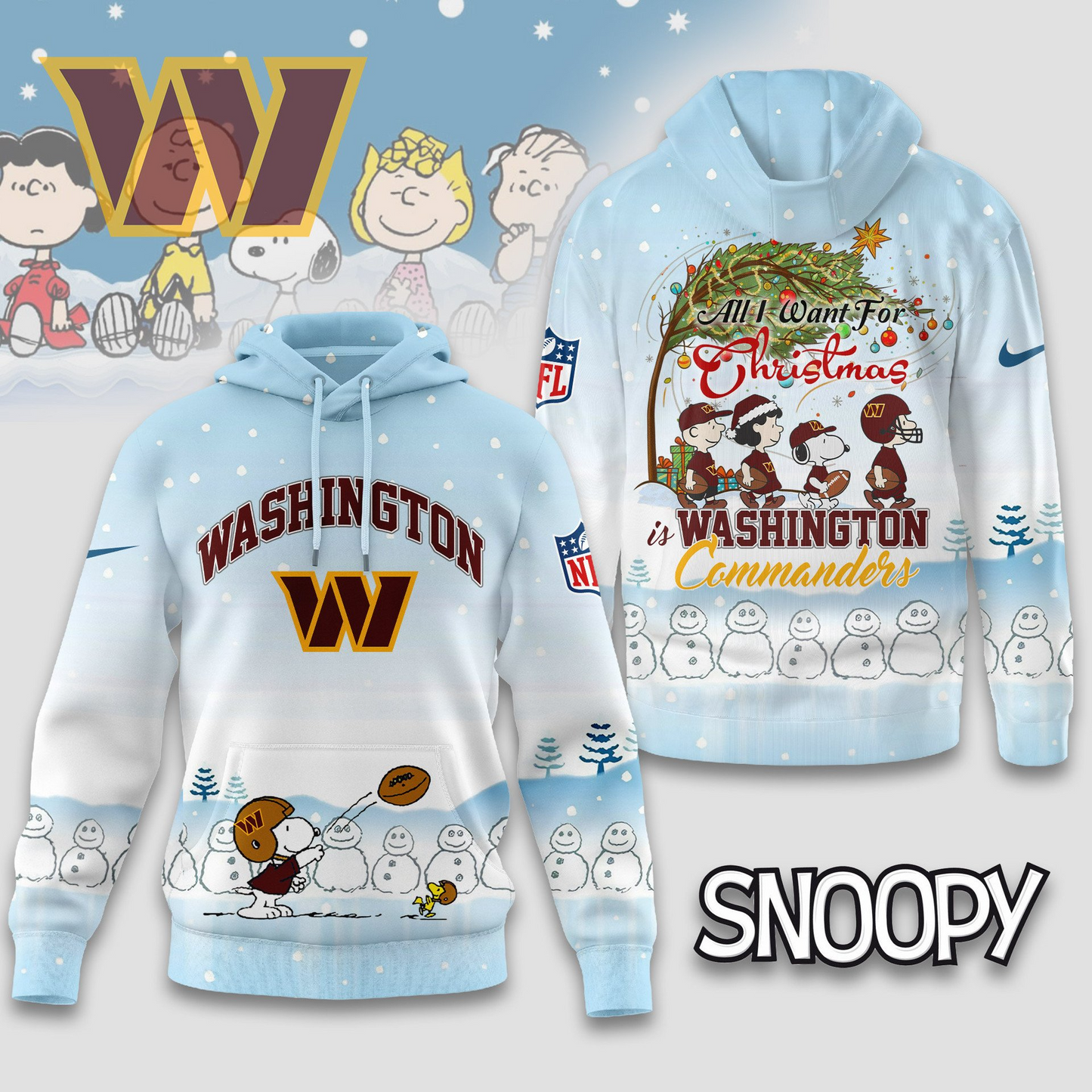 WC Premium NFL Peanuts Snow Day Hoodie DDT CTND