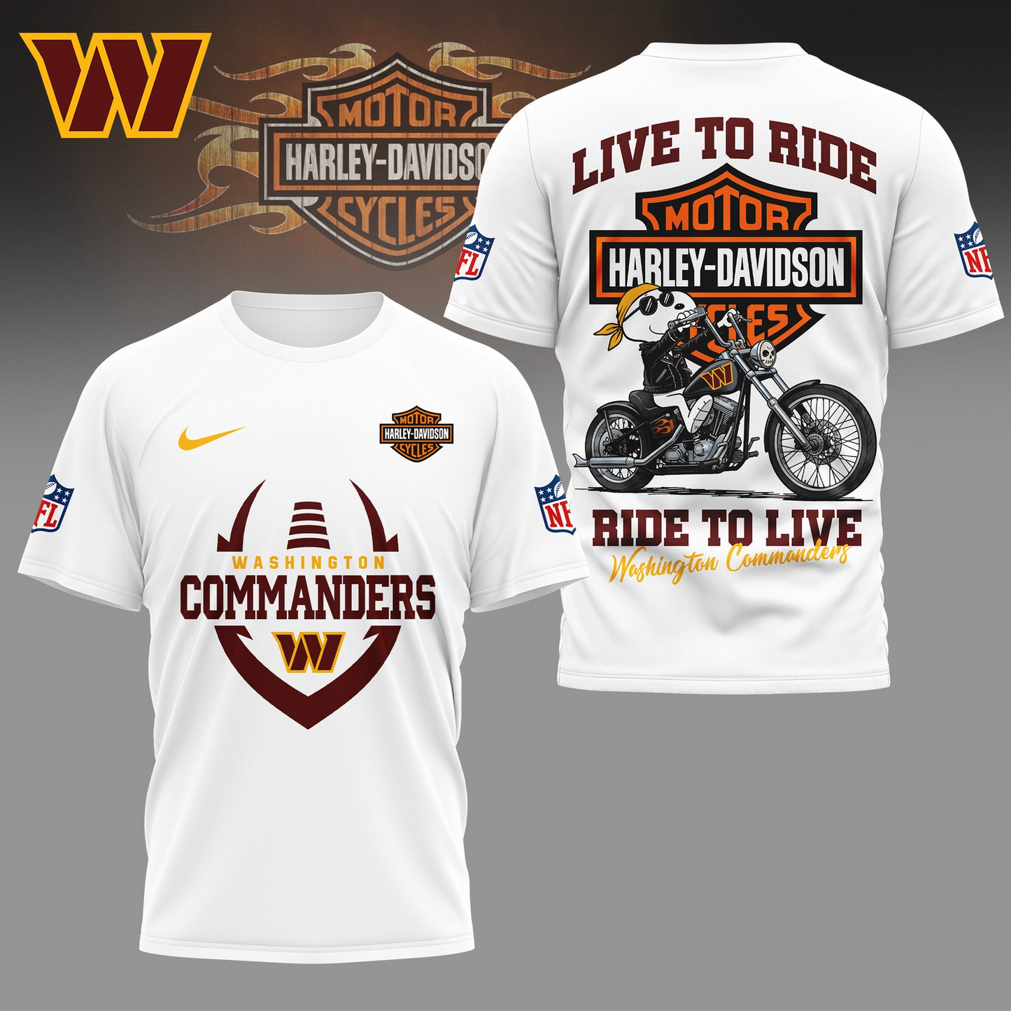 WC Premium NFL Snoopy Motorcycle 3D Shirt DDT CTND