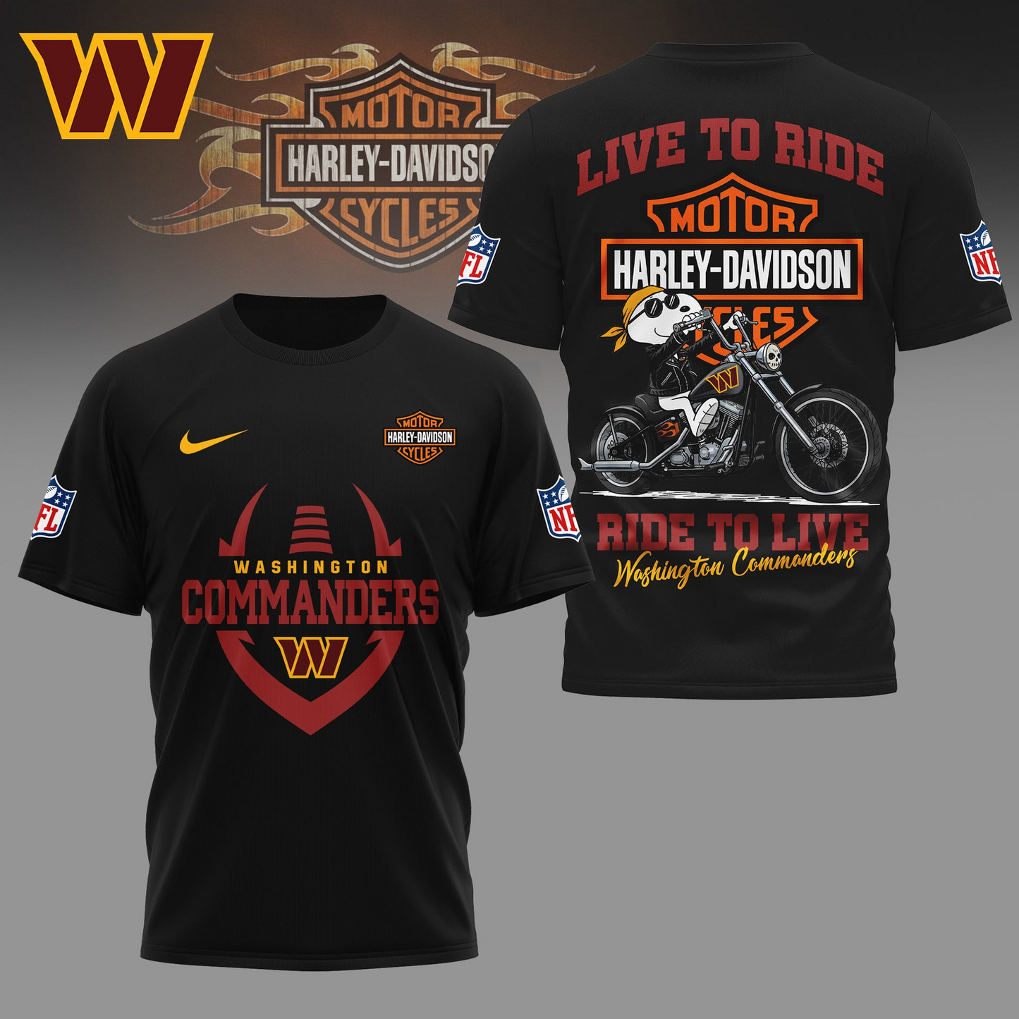 WC Premium NFL Snoopy Motorcycle 3D Shirt DDT CTND