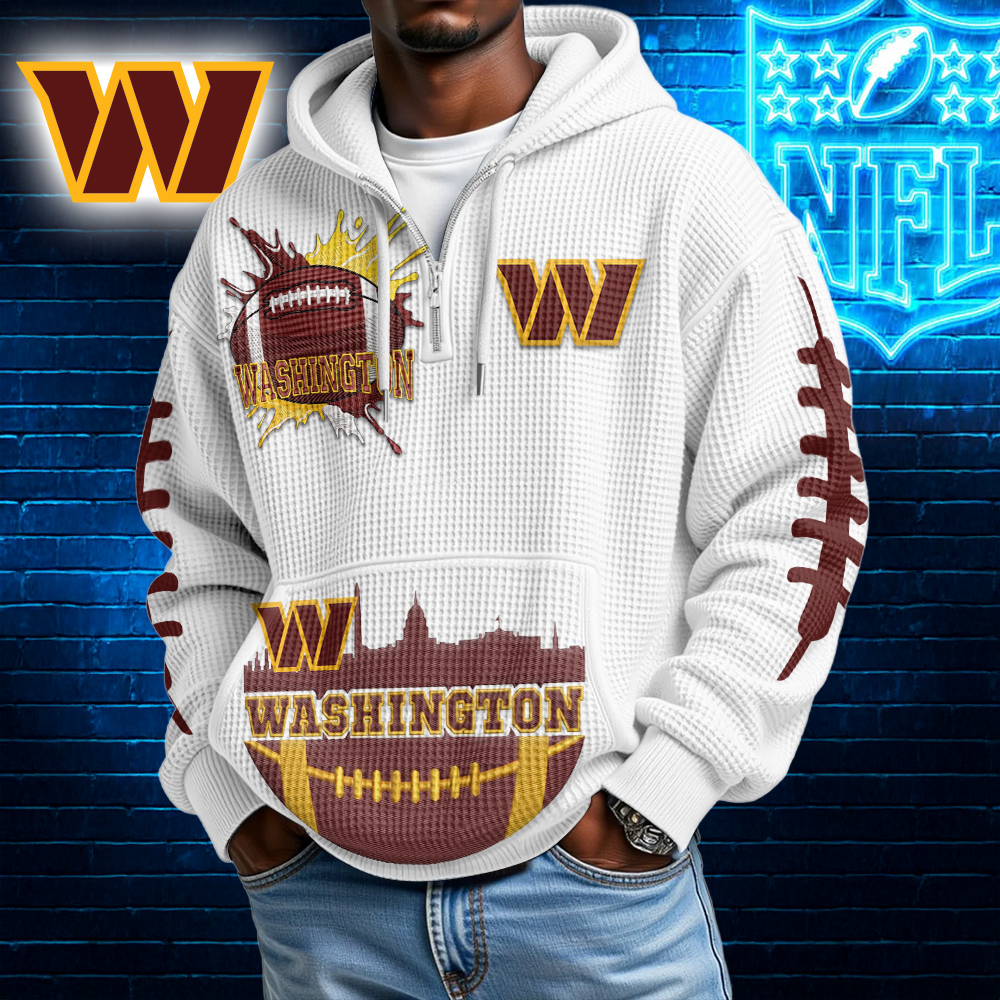WC Premium NFL Waffle Zipper Long Sleeve Hooded Sweatshirt DDT CTND