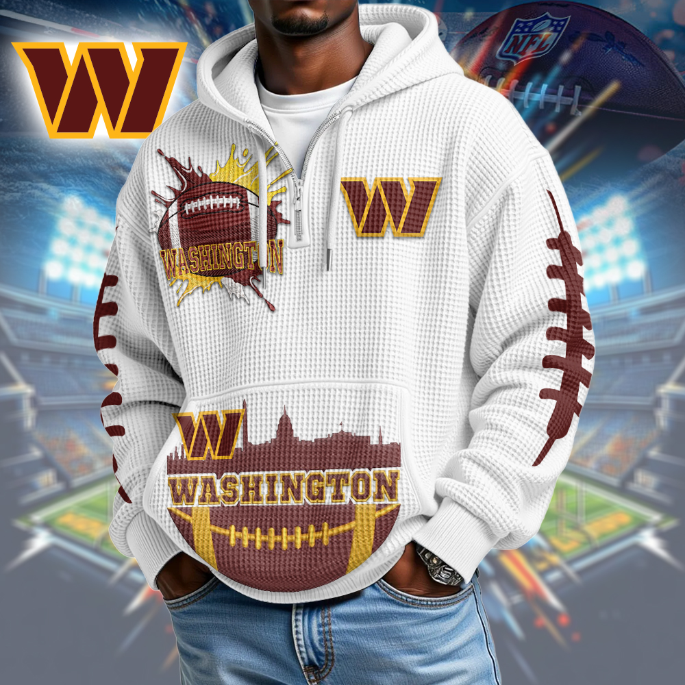 WC Premium NFL Waffle Zipper Long Sleeve Hooded Sweatshirt DDT CTND