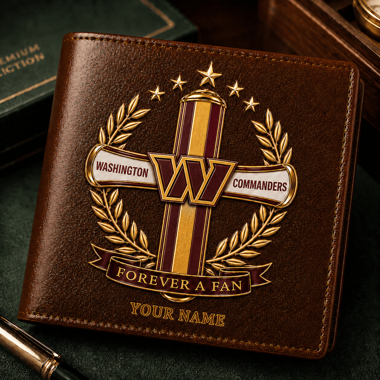WC x NFL Cross Men Leather Wallet Custom Any Name Gifts 220626
