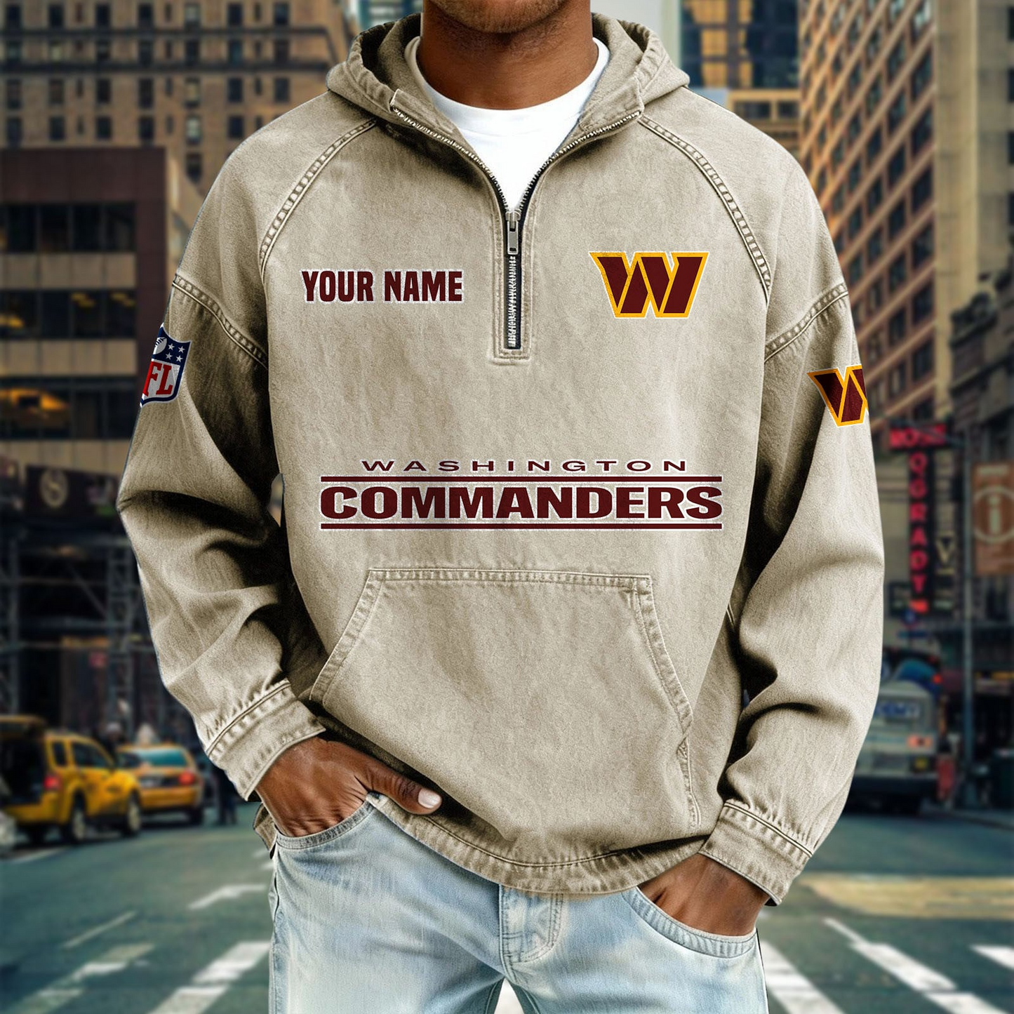 WC x NFL Denim Long - Sleeved Hooded Sweatshirt DDT NTL