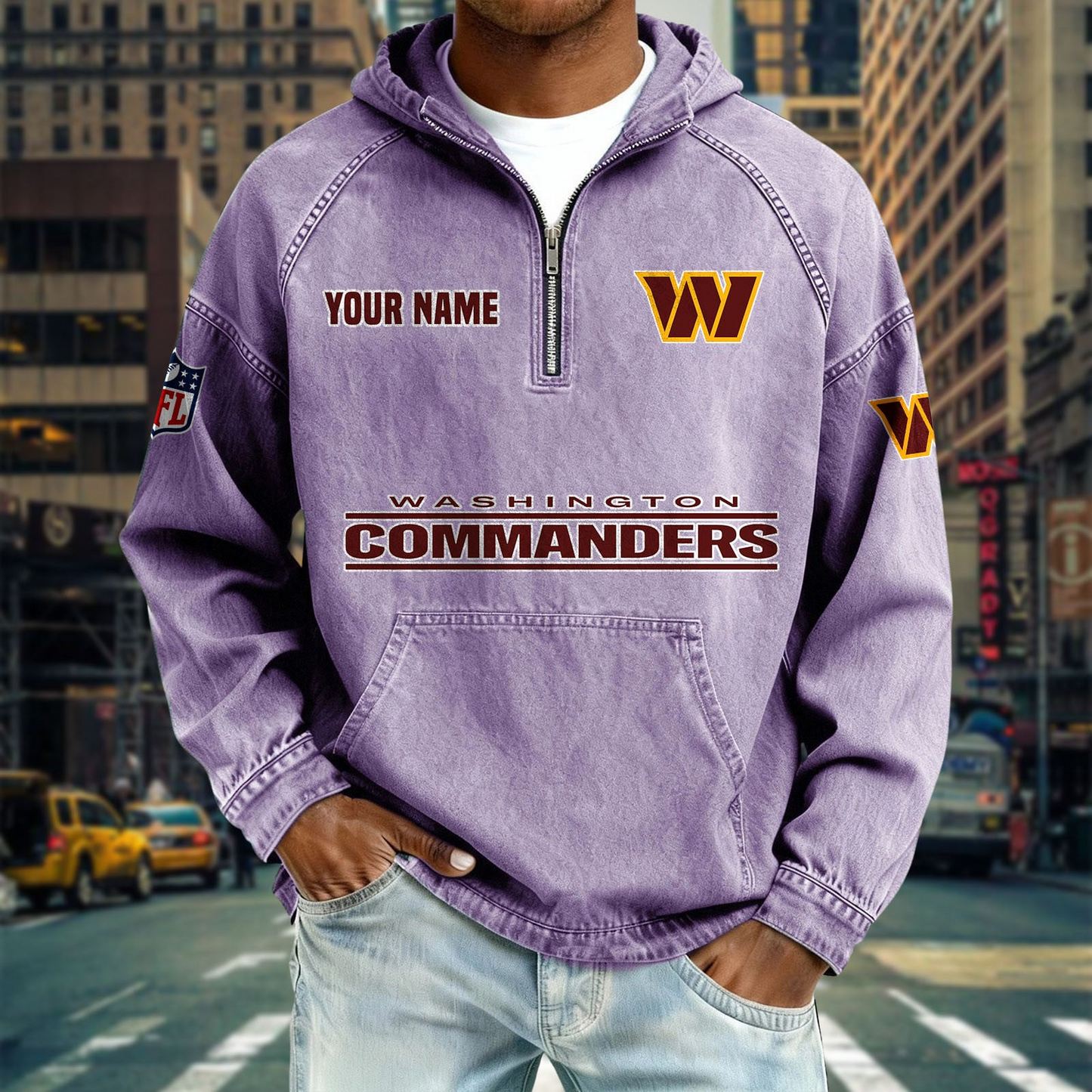 WC x NFL Denim Long - Sleeved Hooded Sweatshirt DDT NTL