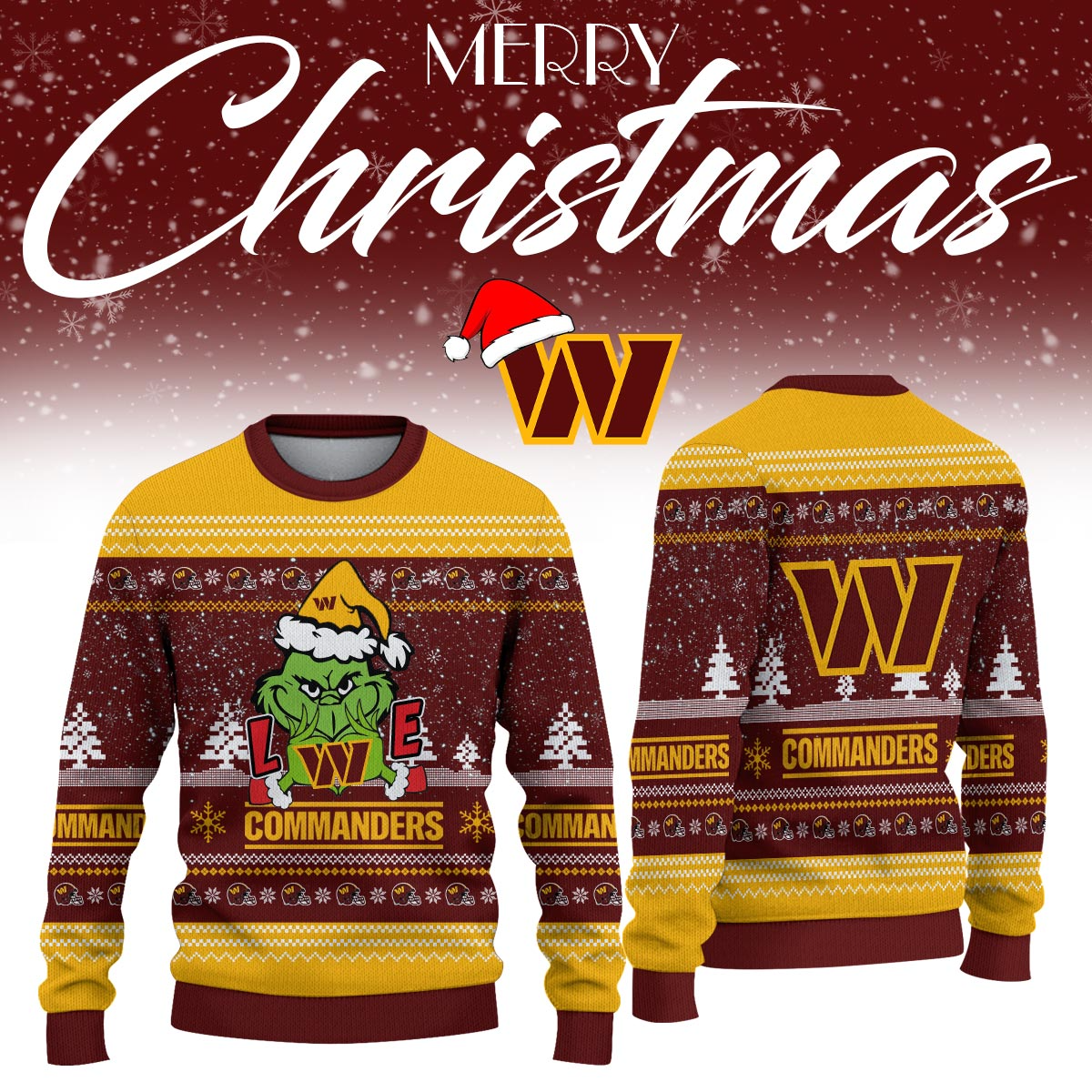 WC x NFL Love Football Ugly Christmas Sweater DDT NTL