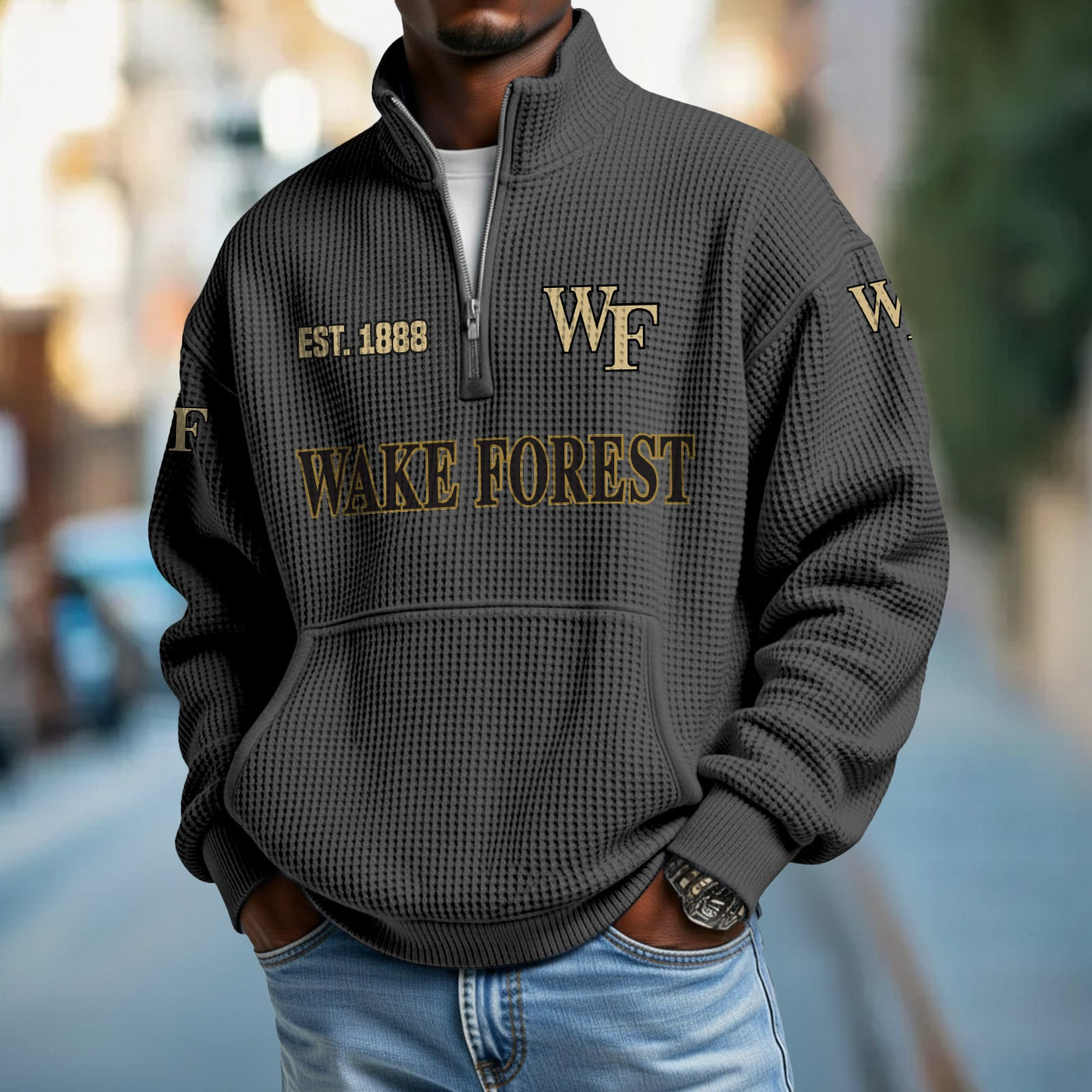 WF x College Football - Waffle Stand Collar Half Zip Sweatshirt DatND DVT