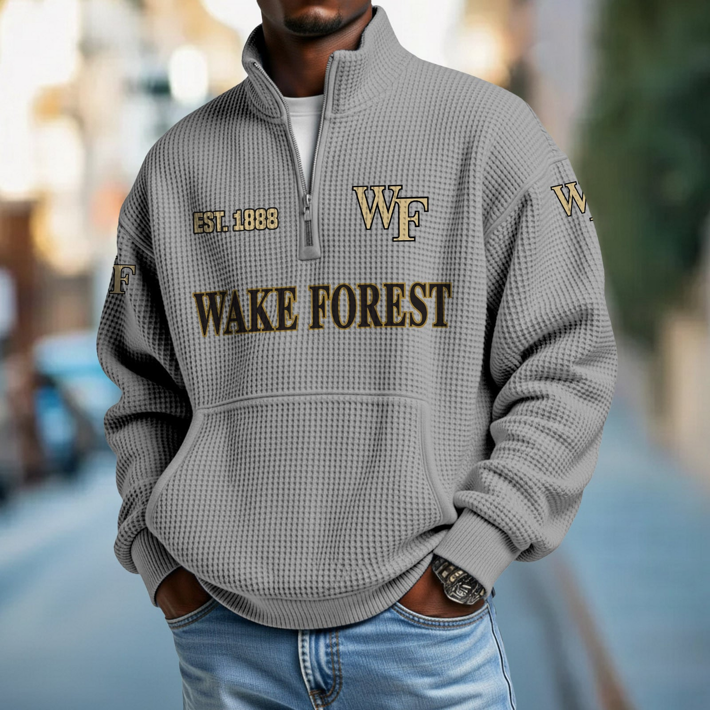 WF x College Football - Waffle Stand Collar Half Zip Sweatshirt DatND DVT