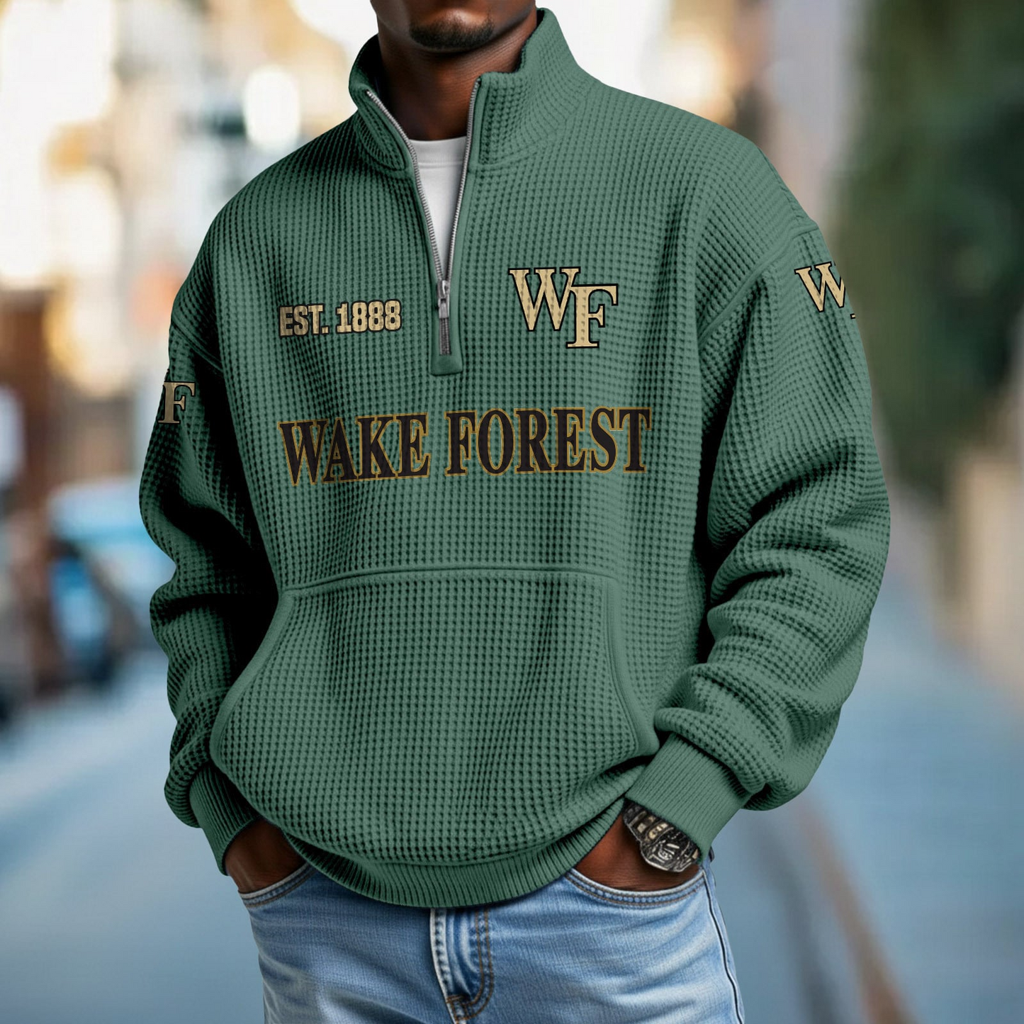 WF x College Football - Waffle Stand Collar Half Zip Sweatshirt DatND DVT