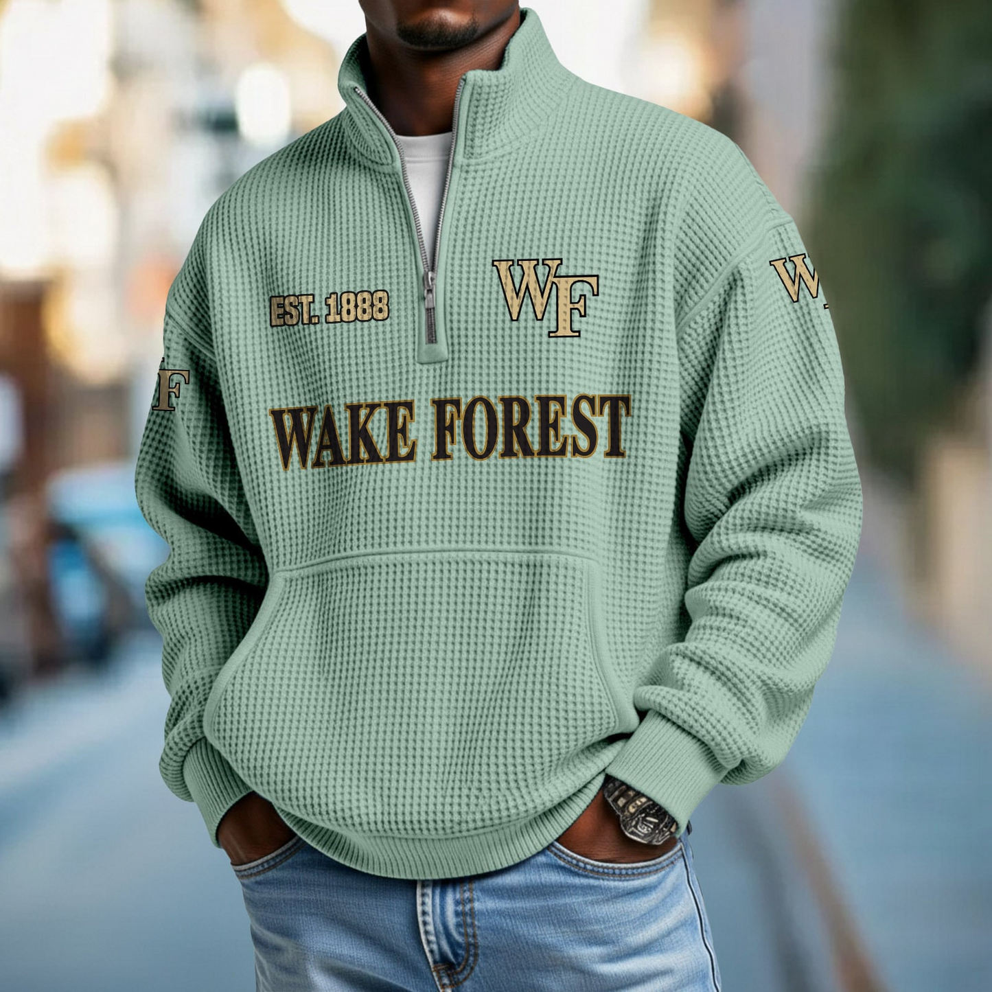 WF x College Football - Waffle Stand Collar Half Zip Sweatshirt DatND DVT