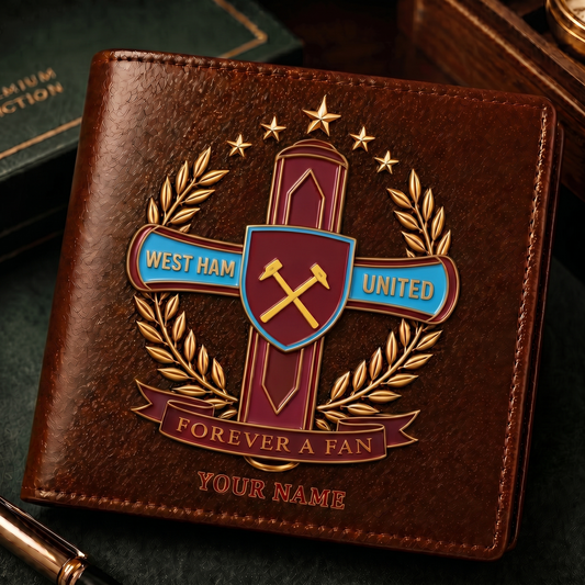 WHU x EPL Cross Men Leather Wallet Custom Any Name Gifts 230626