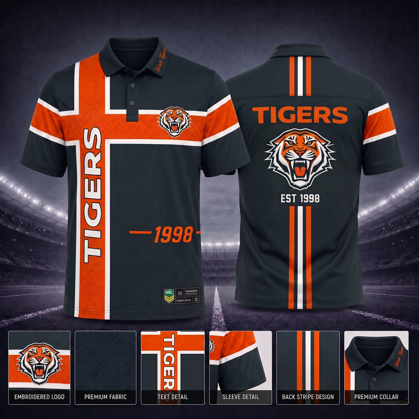 WST X Premium NRL Men’s Sporty Cross Stripe Polo Shirt