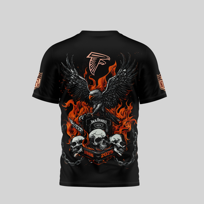 AF Premium NFL Flaming Eagle Skull T-Shirt DDT CTND