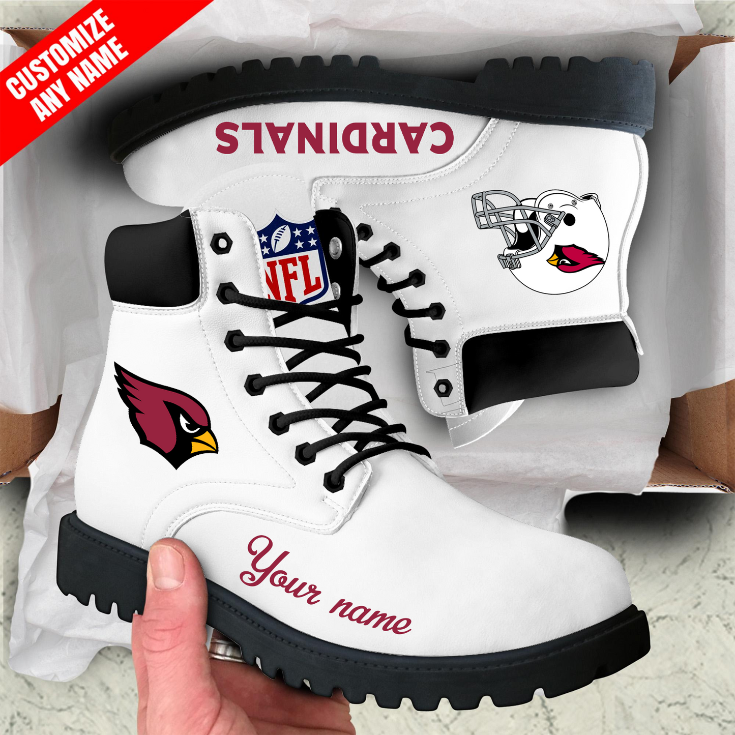 ARI x NFL Custom Leather Boots DATND TANTD
