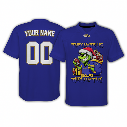 BAL x NFL They Hate Us Because They Ain't Us Grinch Christmas-V-neck Short Sleeve Jersey DatND DVT