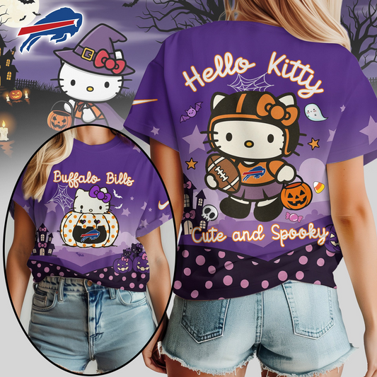BB Premium NFL Hello Kitty Cute & Spooky Halloween Women Shirt DDT CTND