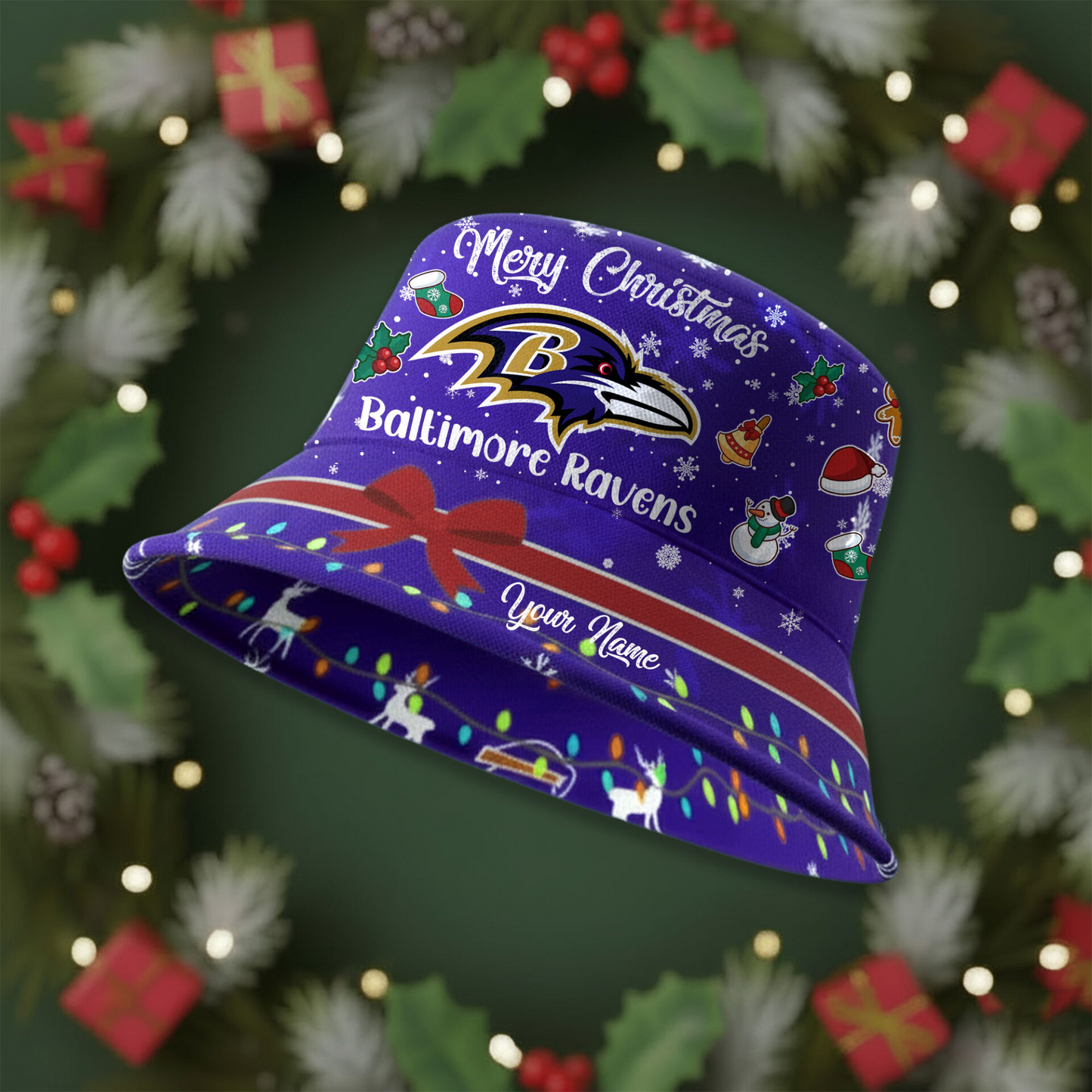 BR Premium NFL Merry Christmas Bucket Hat DDT CTND